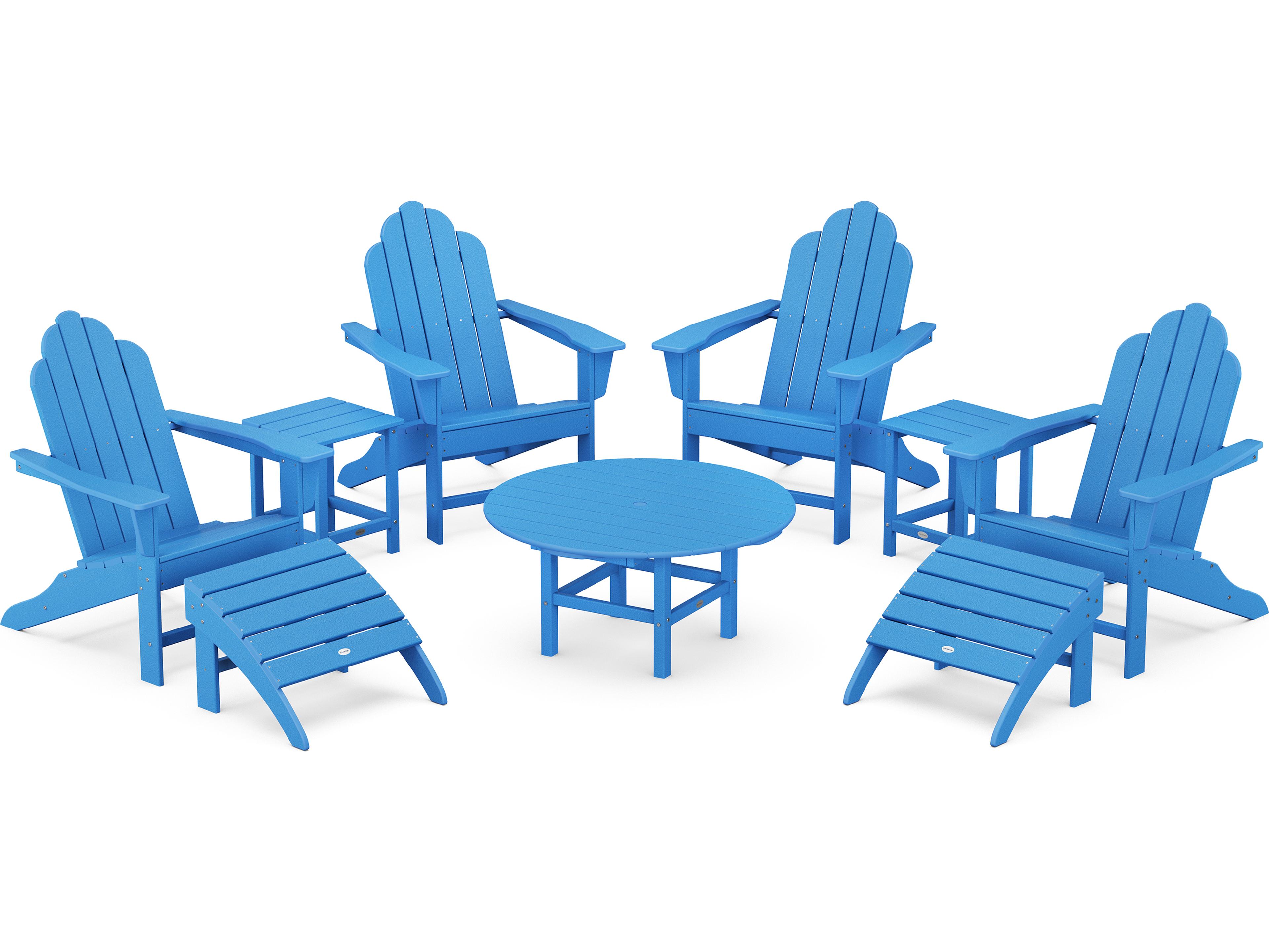 POLYWOOD® Long Island Recycled Plastic Adirondack 9-Piece Conversation Group
