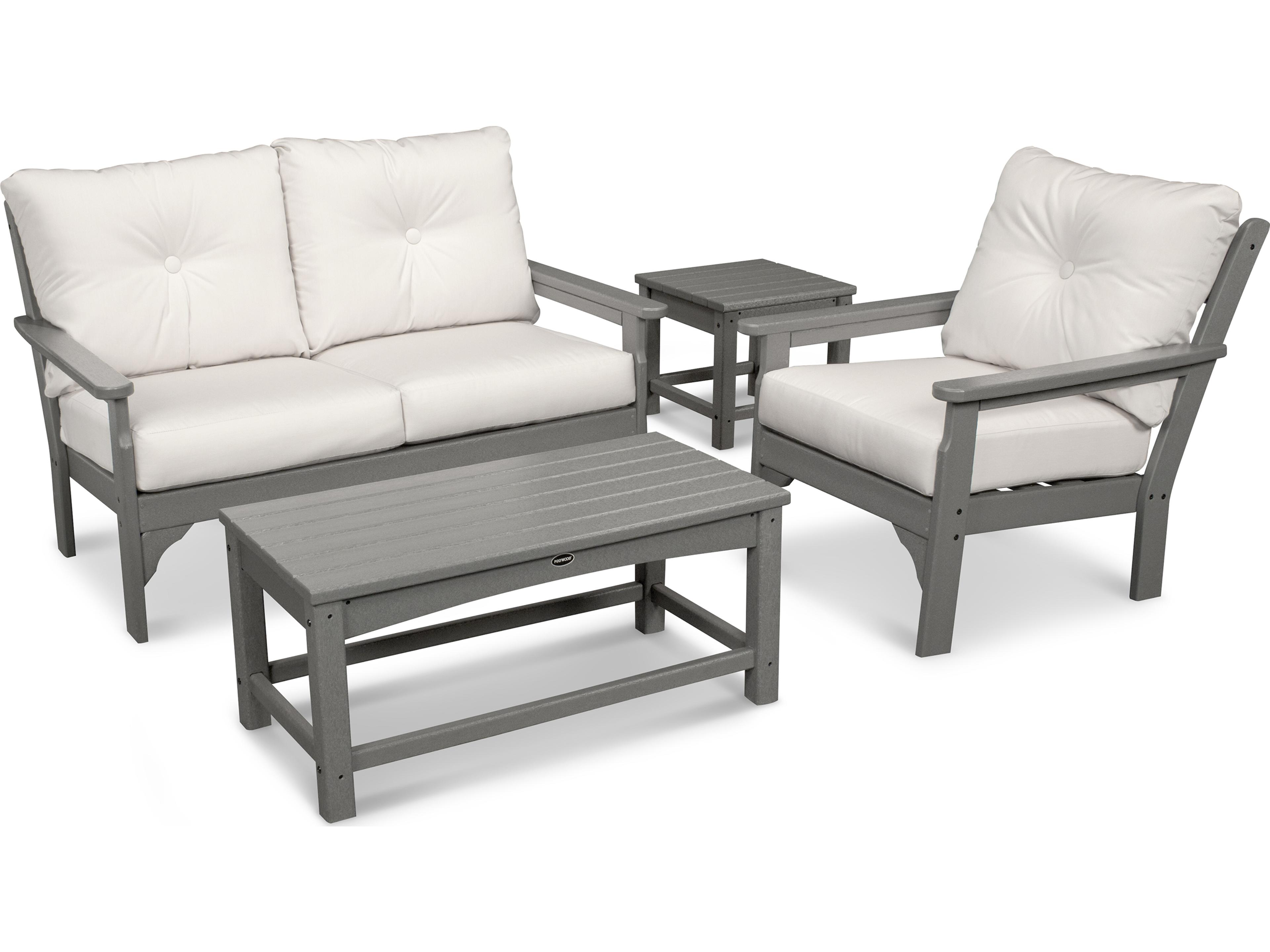 POLYWOOD® Vineyard Deep Seating Recycled Plastic 4 Piece Outdoor Lounge Set