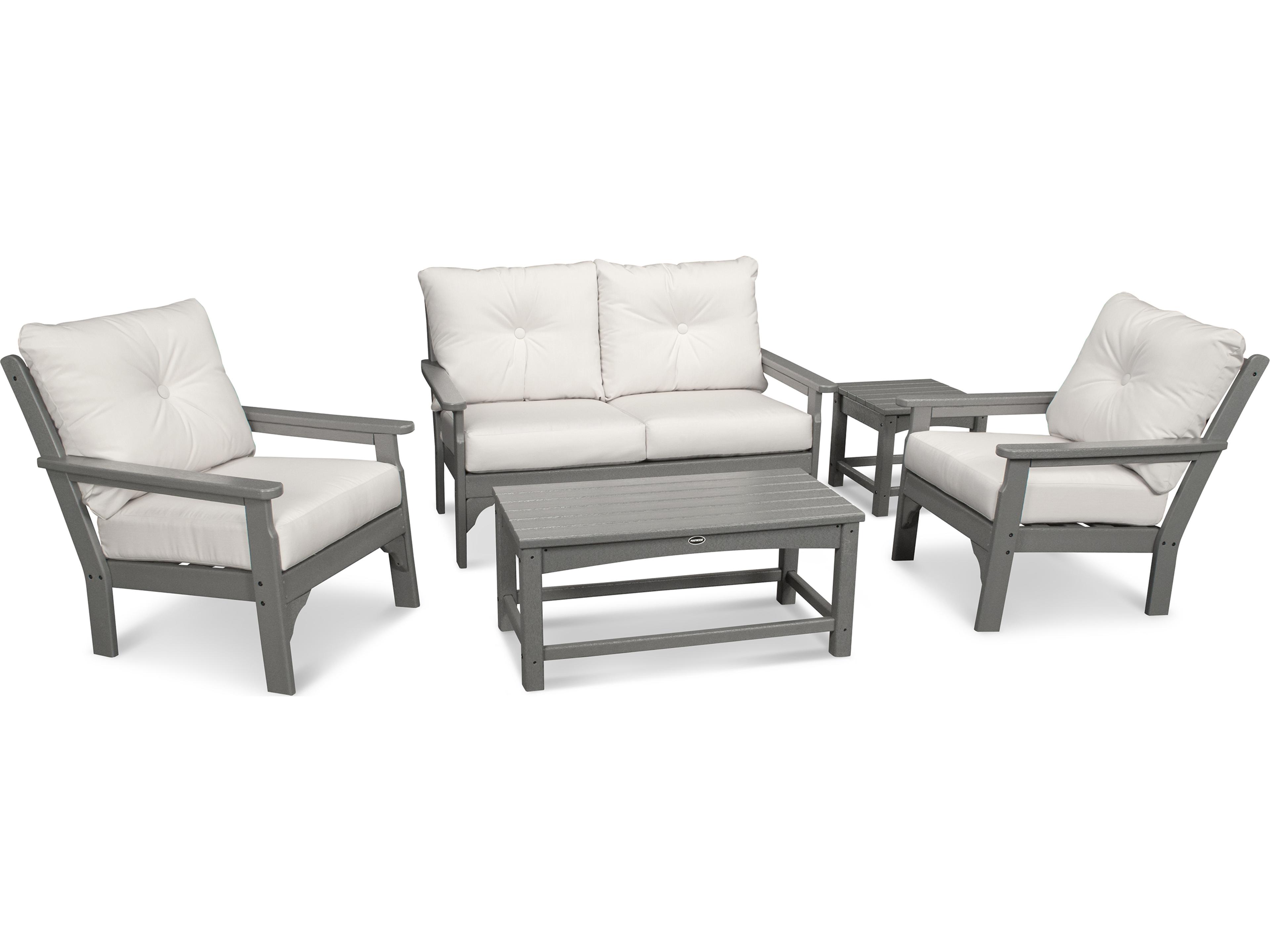 POLYWOOD® Vineyard Deep Seating Recycled Plastic 5 Piece Outdoor Patio Lounge Set