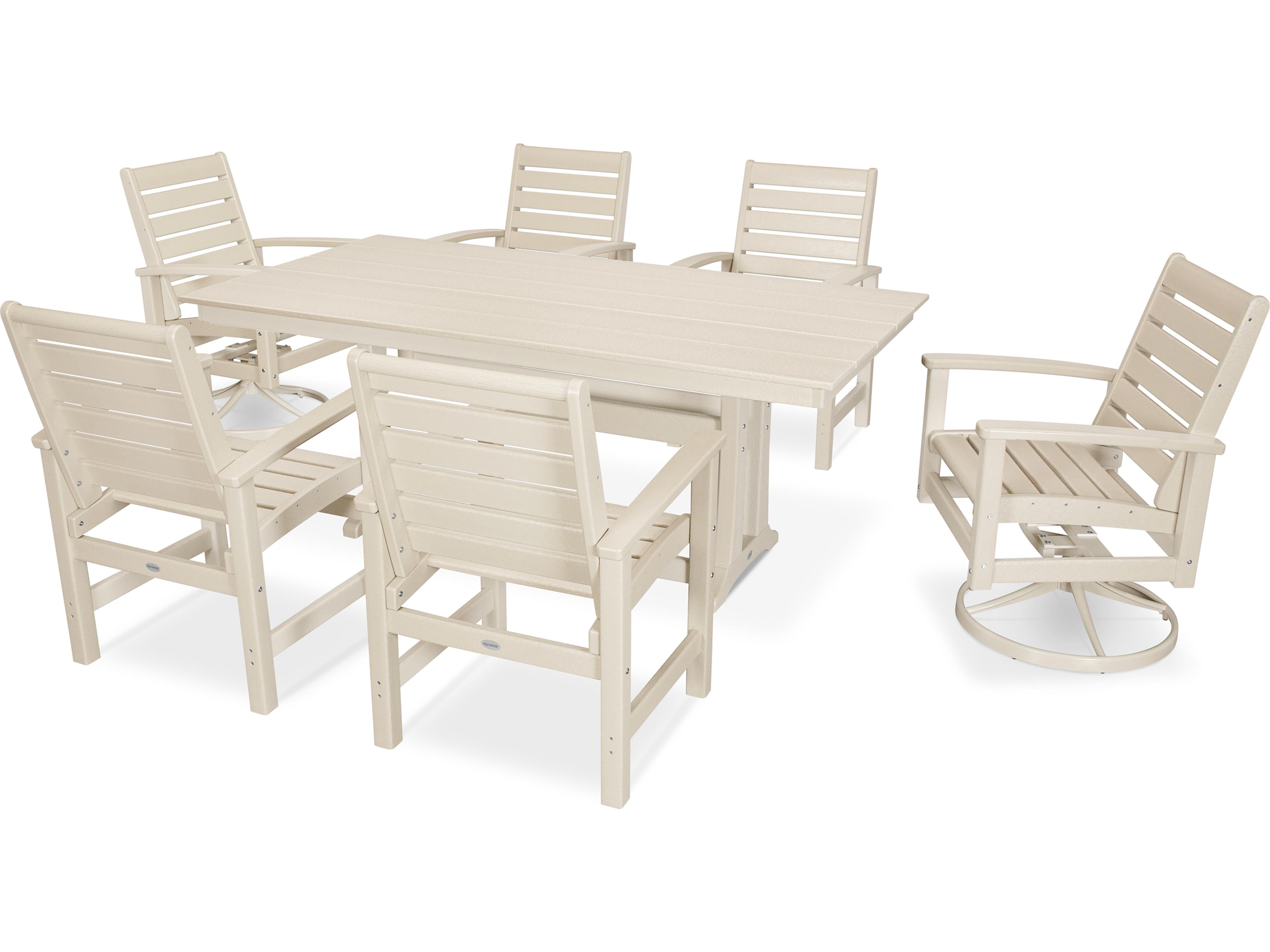 POLYWOOD® Signature Recycled Plastic 7 Piece Outdoor Patio Dining Set