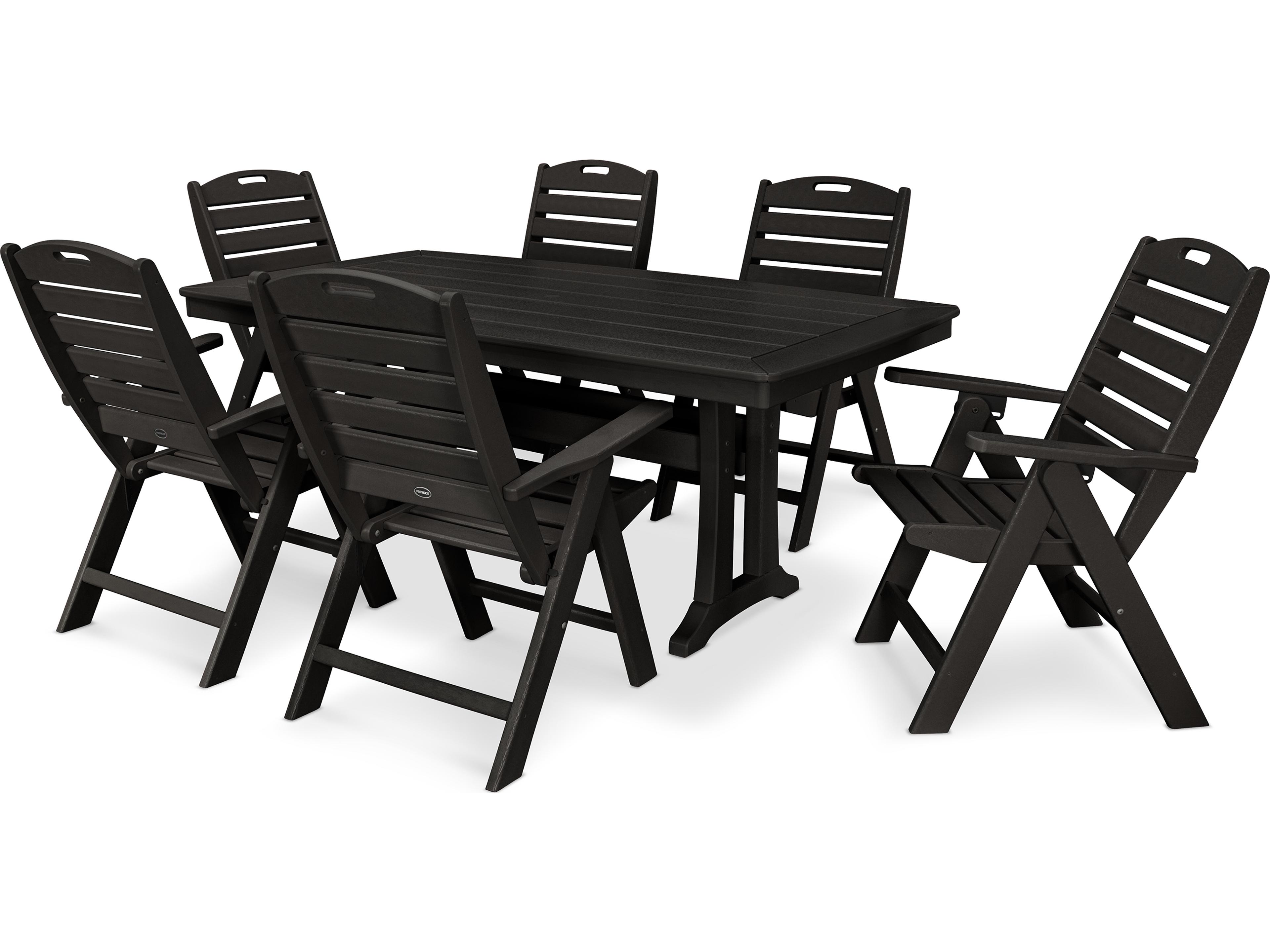 POLYWOOD® Nautical Recycled Plastic 7 Piece Outdoor Dining Set