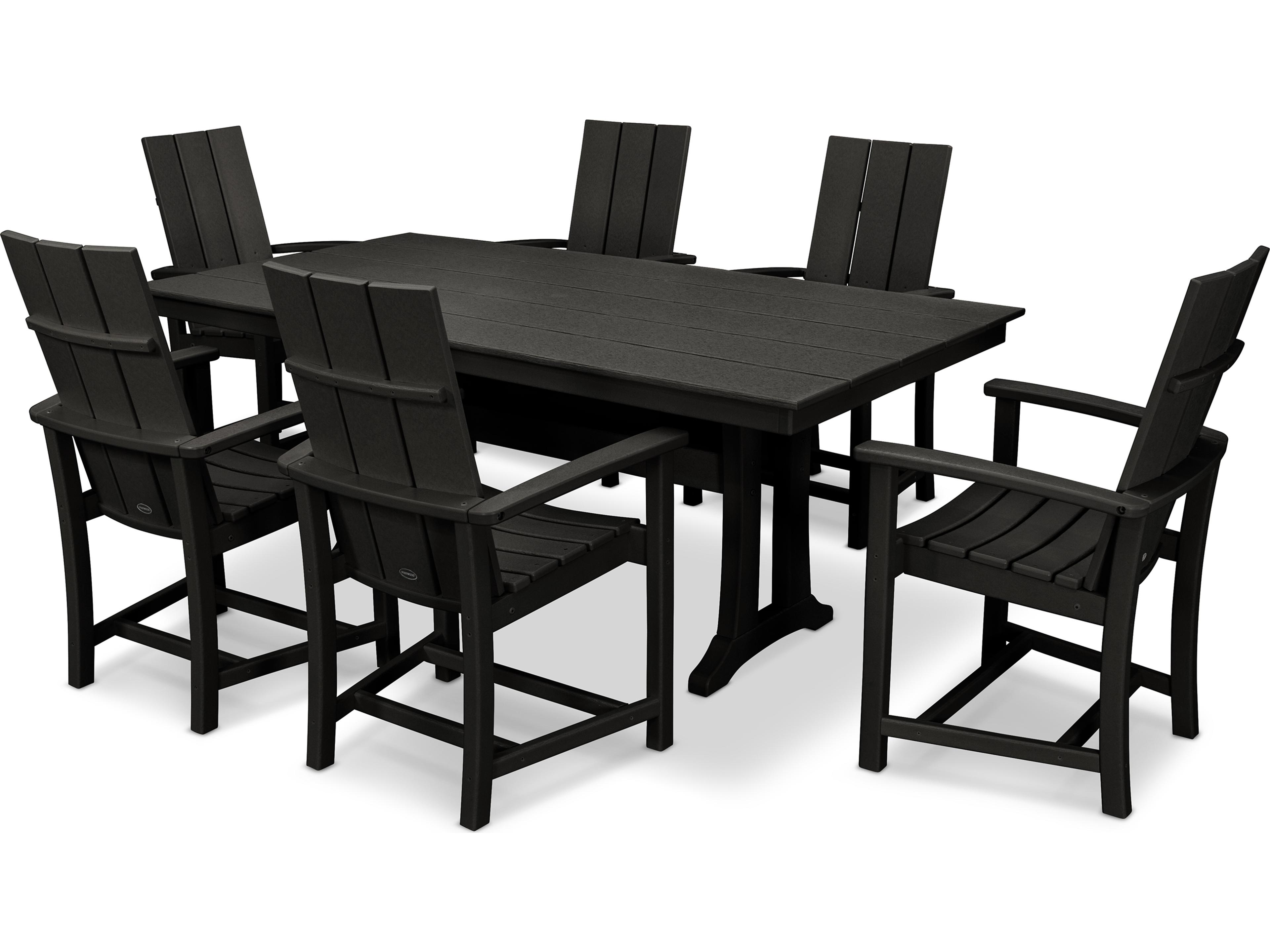 POLYWOOD® Modern Recycled Plastic 7 Piece Outdoor Patio Dining Set