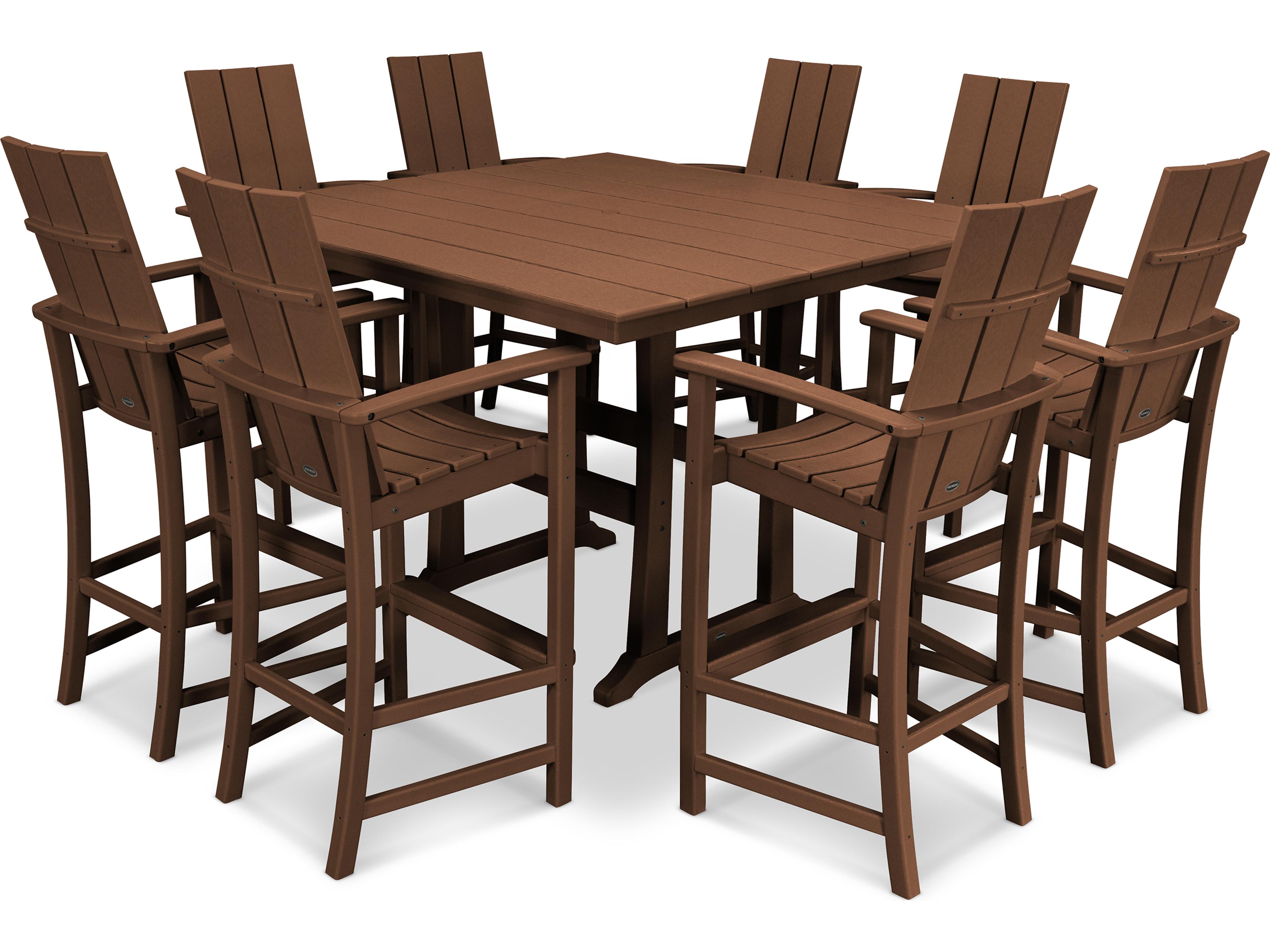 POLYWOOD® Modern Recycled Plastic 9 Piece Bar Outdoor Patio Dining Set