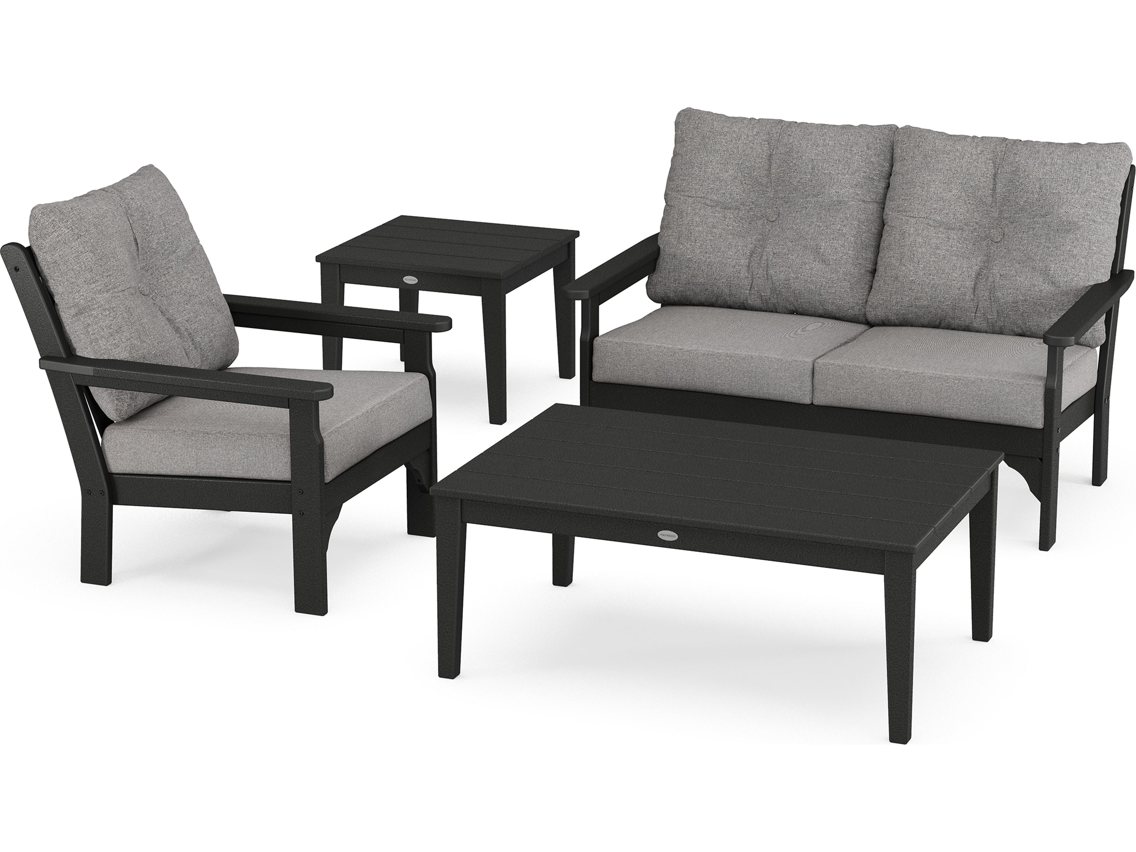 POLYWOOD® Vineyard Recycled Plastic 4 Piece Deep Seating Outdoor Patio Lounge Set