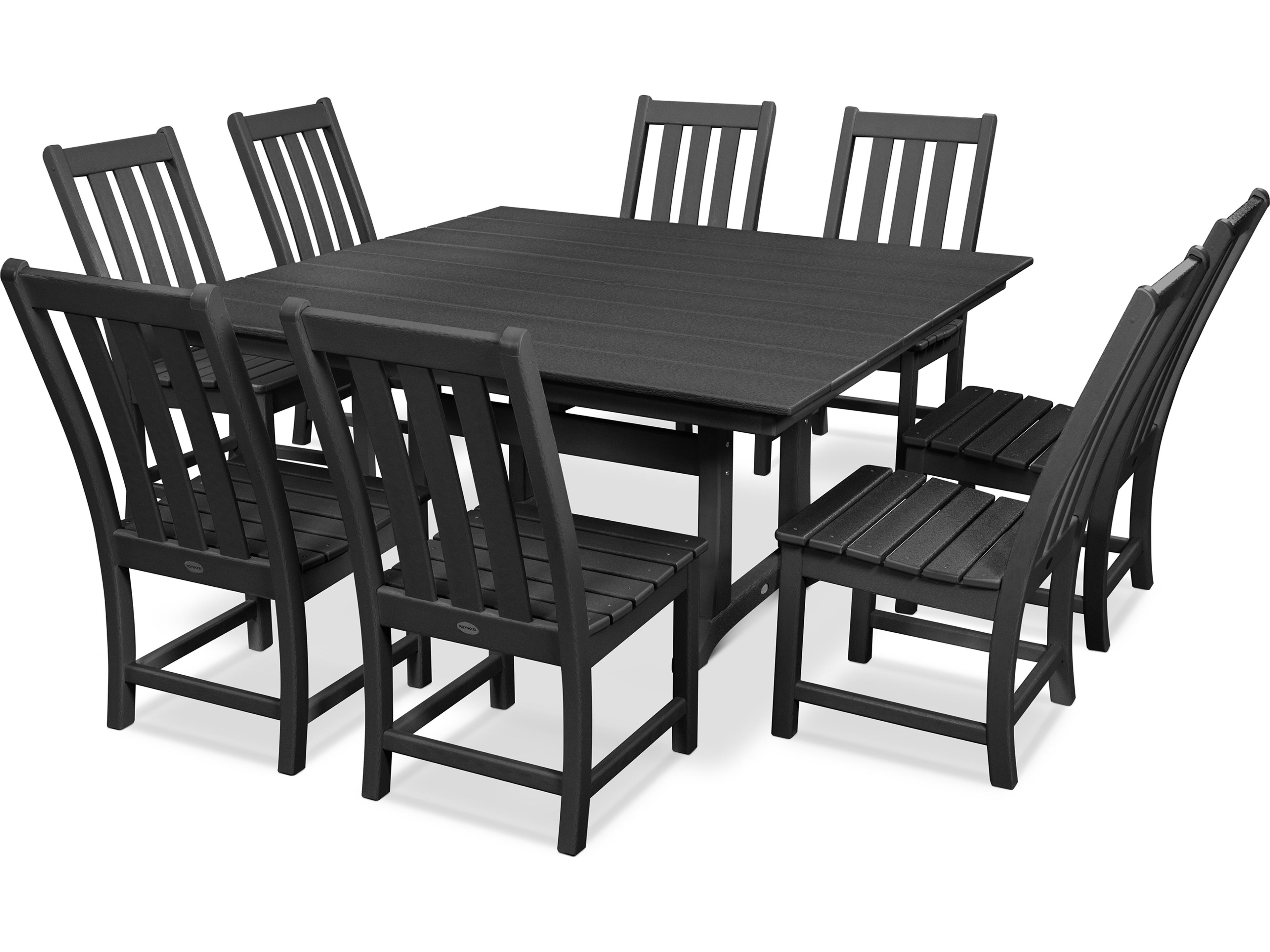 POLYWOOD® Vineyard Recycled Plastic 9 Piece Farmhouse Outdoor Patio Dining Set