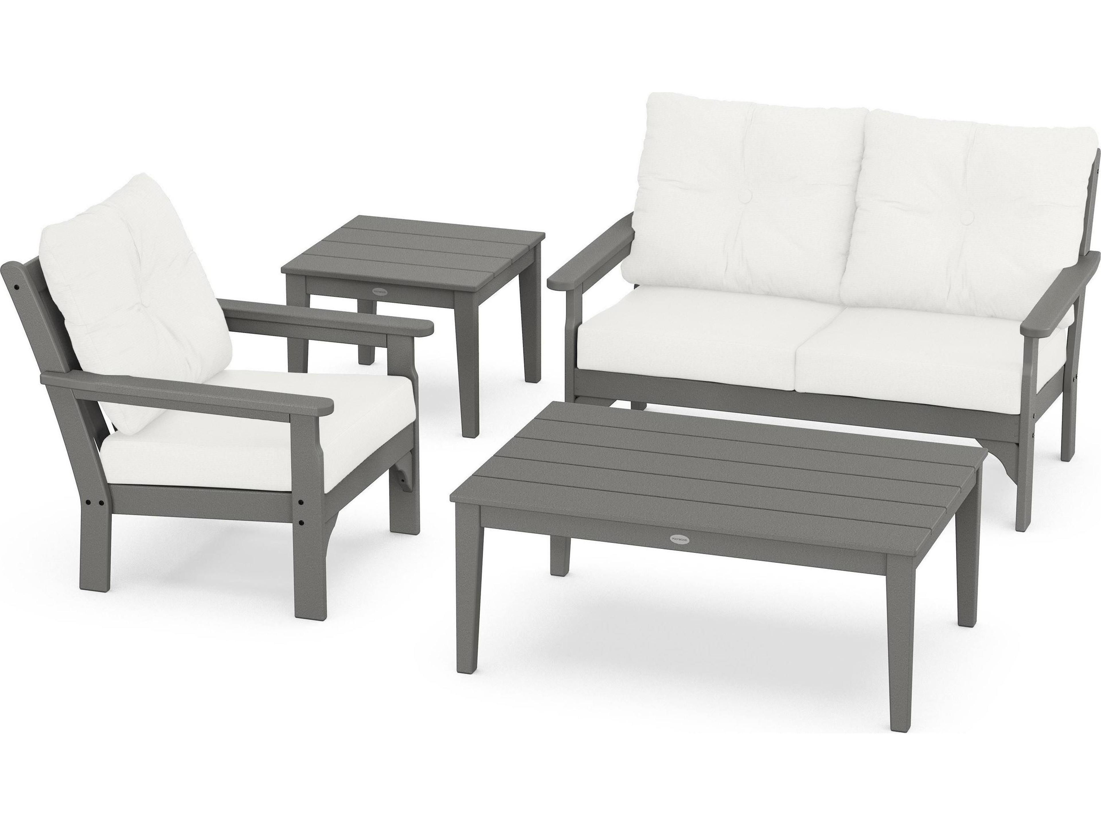 POLYWOOD® Vineyard Deep Seating Recycled Plastic 4 Piece Outdoor Patio Lounge Set