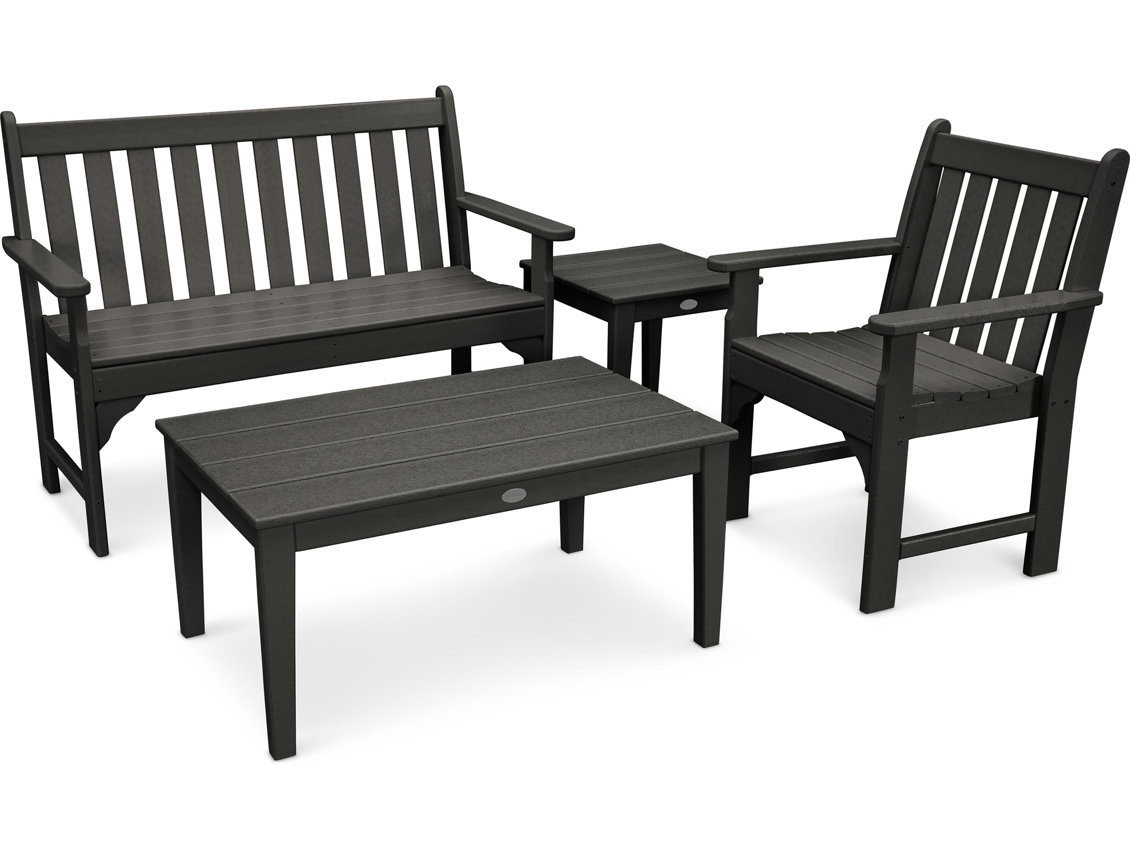 POLYWOOD® Vineyard Deep Seating Recycled Plastic 4 Piece Outdoor Patio Lounge Set