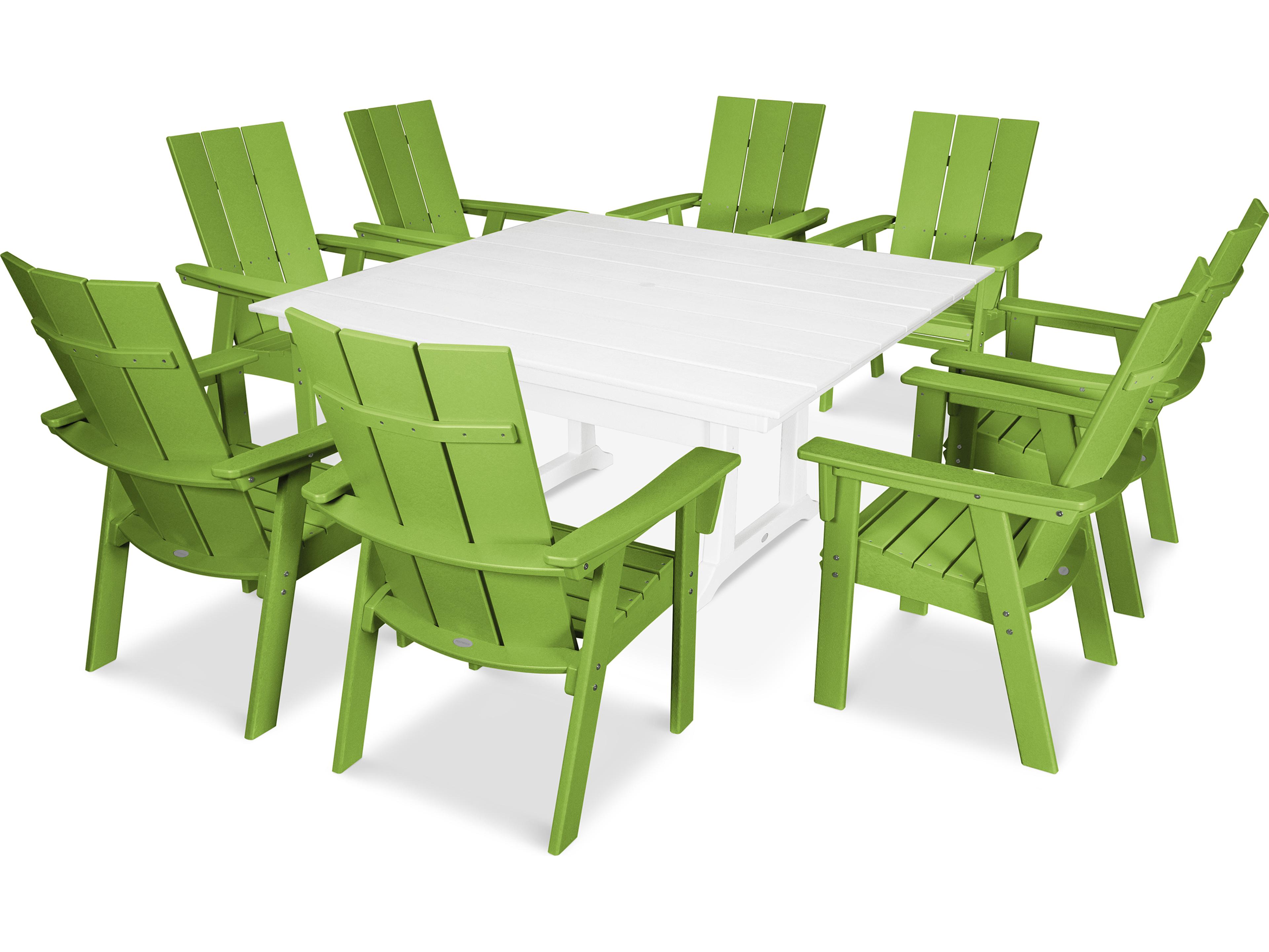 POLYWOOD® Modern Recycled Plastic 9 Piece Farmhouse Patio Dining Set