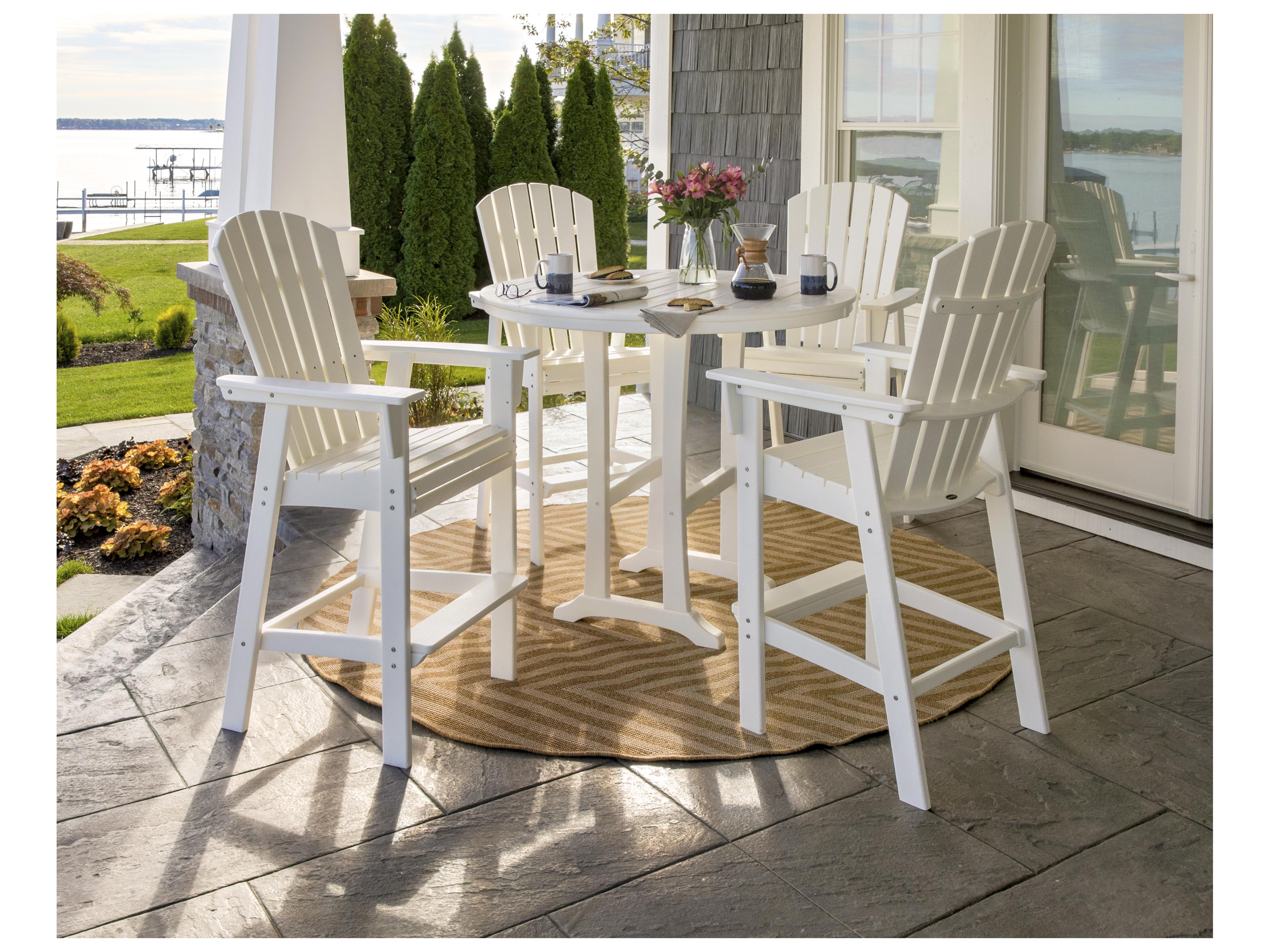 POLYWOOD® Nautical Recycled Plastic Curveback 5 Piece Bar Set
