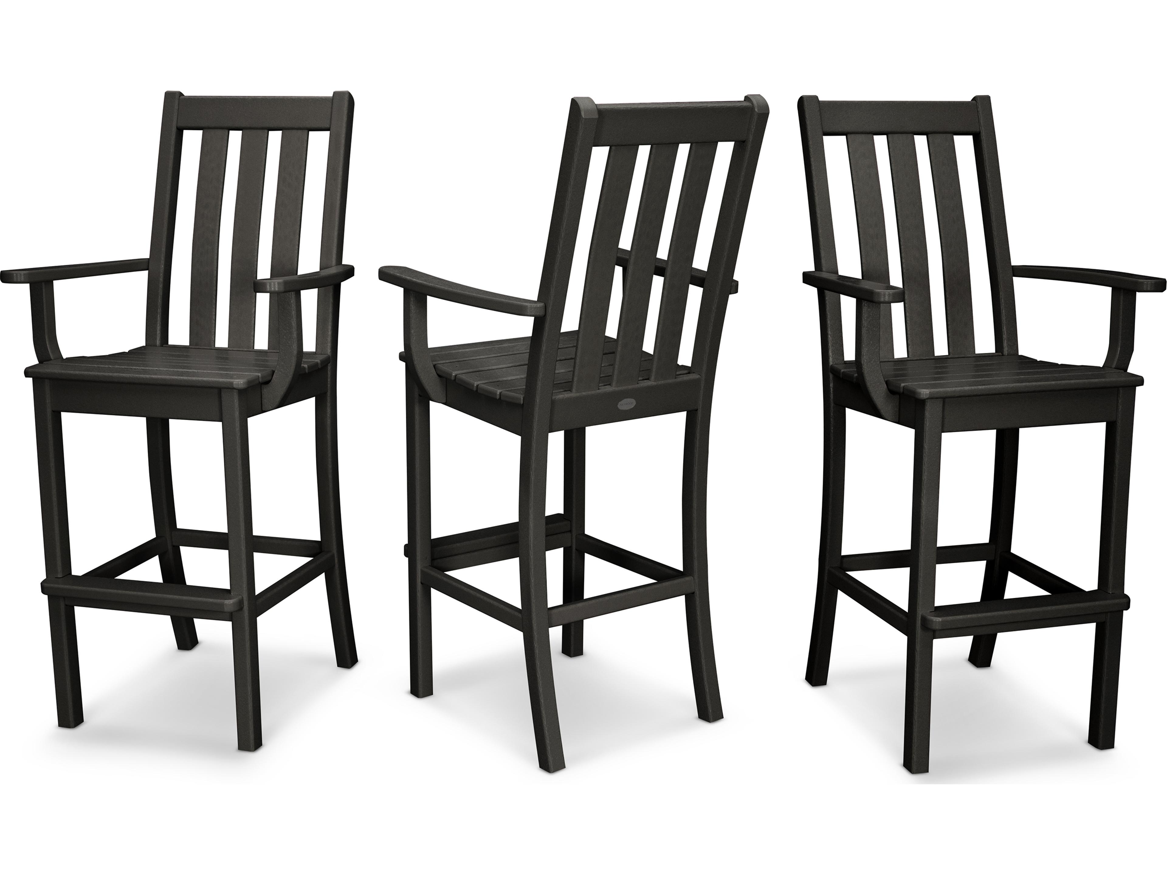POLYWOOD® Vineyard Recycled Plastic 3 Pack Patio Bar Arm Chair