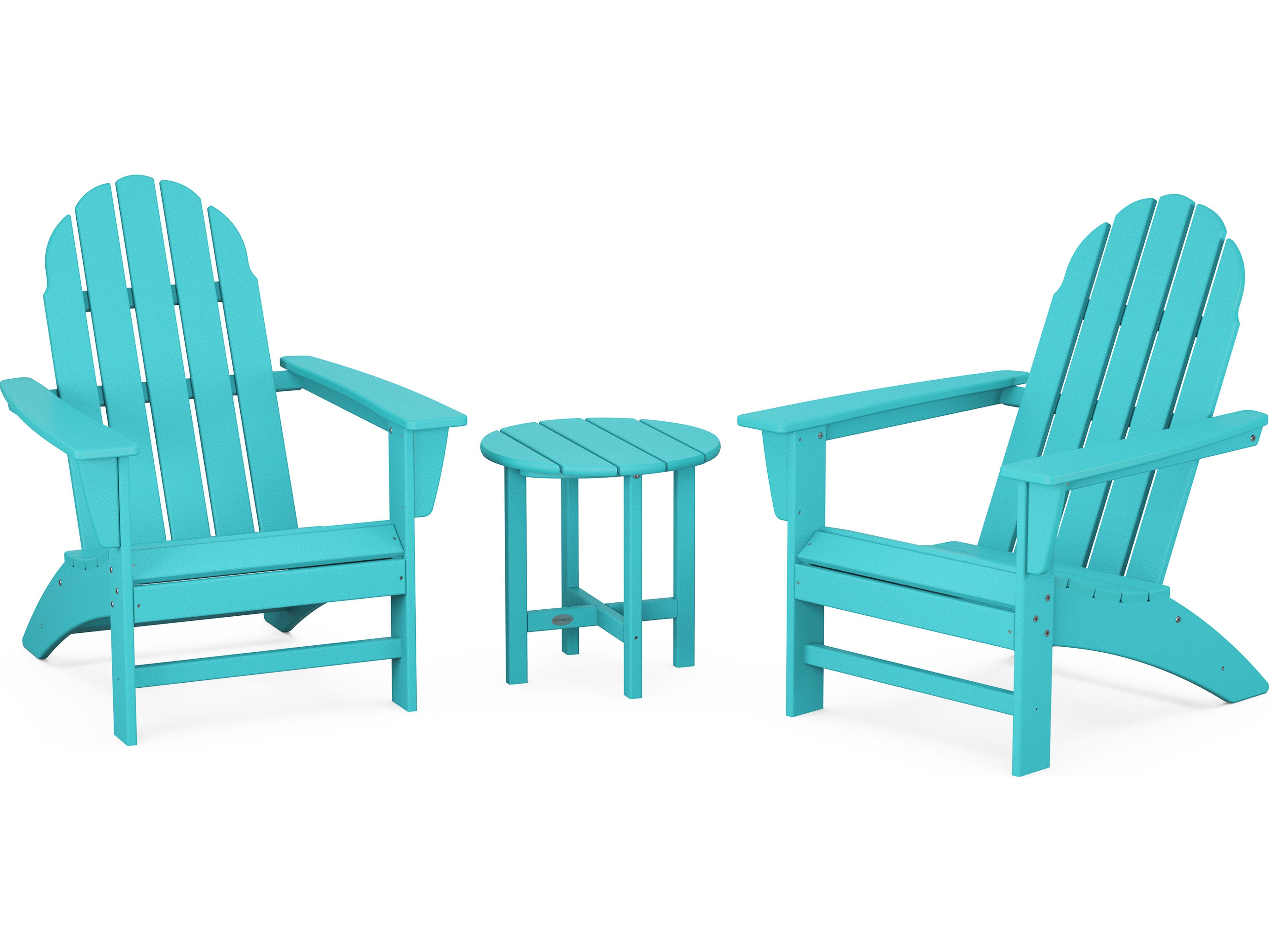 POLYWOOD® Vineyard Recycled Plastic 3 Piece Adirondack Outdoor Patio Lounge Set