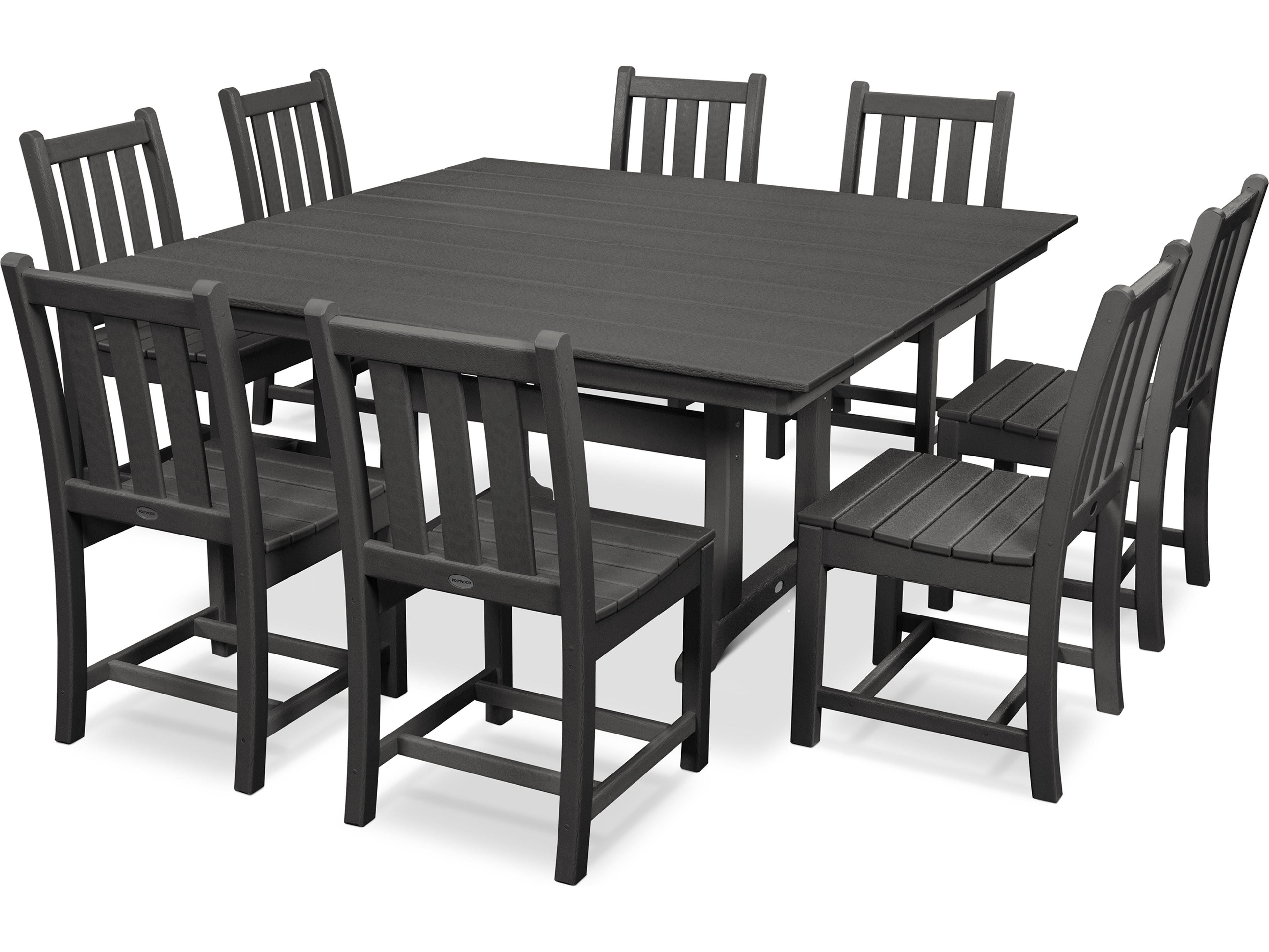 POLYWOOD® Traditional Garden Recycled Plastic 9 Piece Outdoor Patio Dining Set