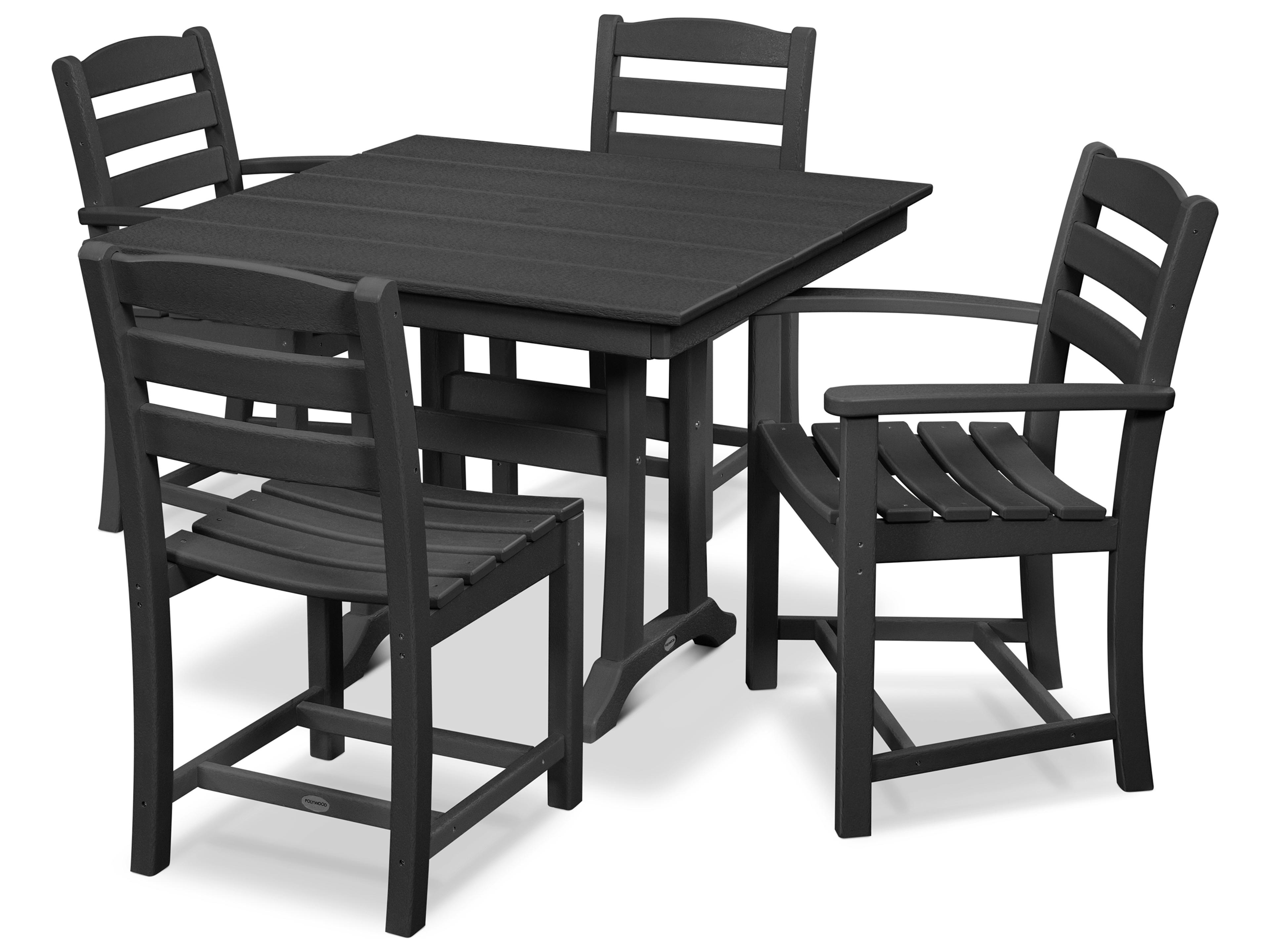 POLYWOOD® La Casa Recycled Plastic 5 Piece Farmhouse Outdoor Dining Set