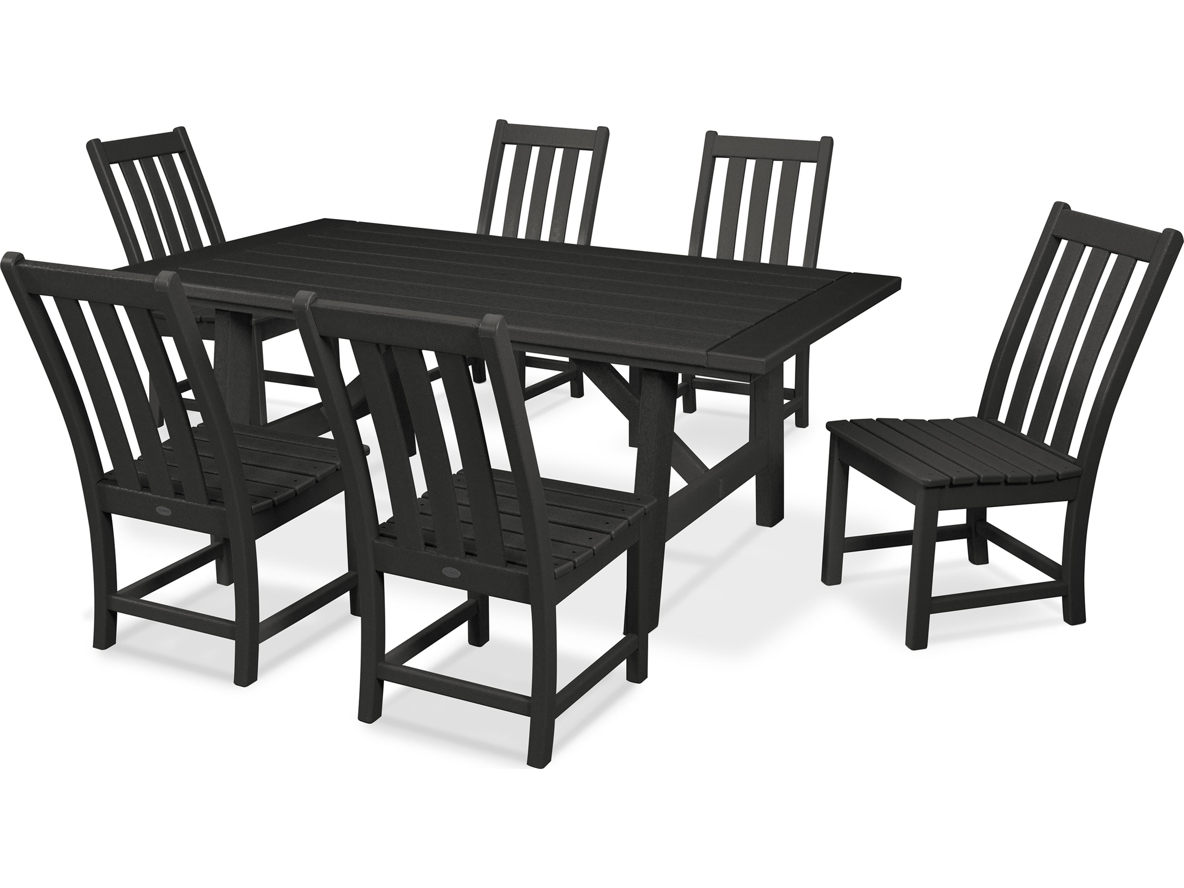 POLYWOOD® Vineyard Recycled Plastic 7 Piece Rustic Farmhouse Outdoor Patio Dining Set