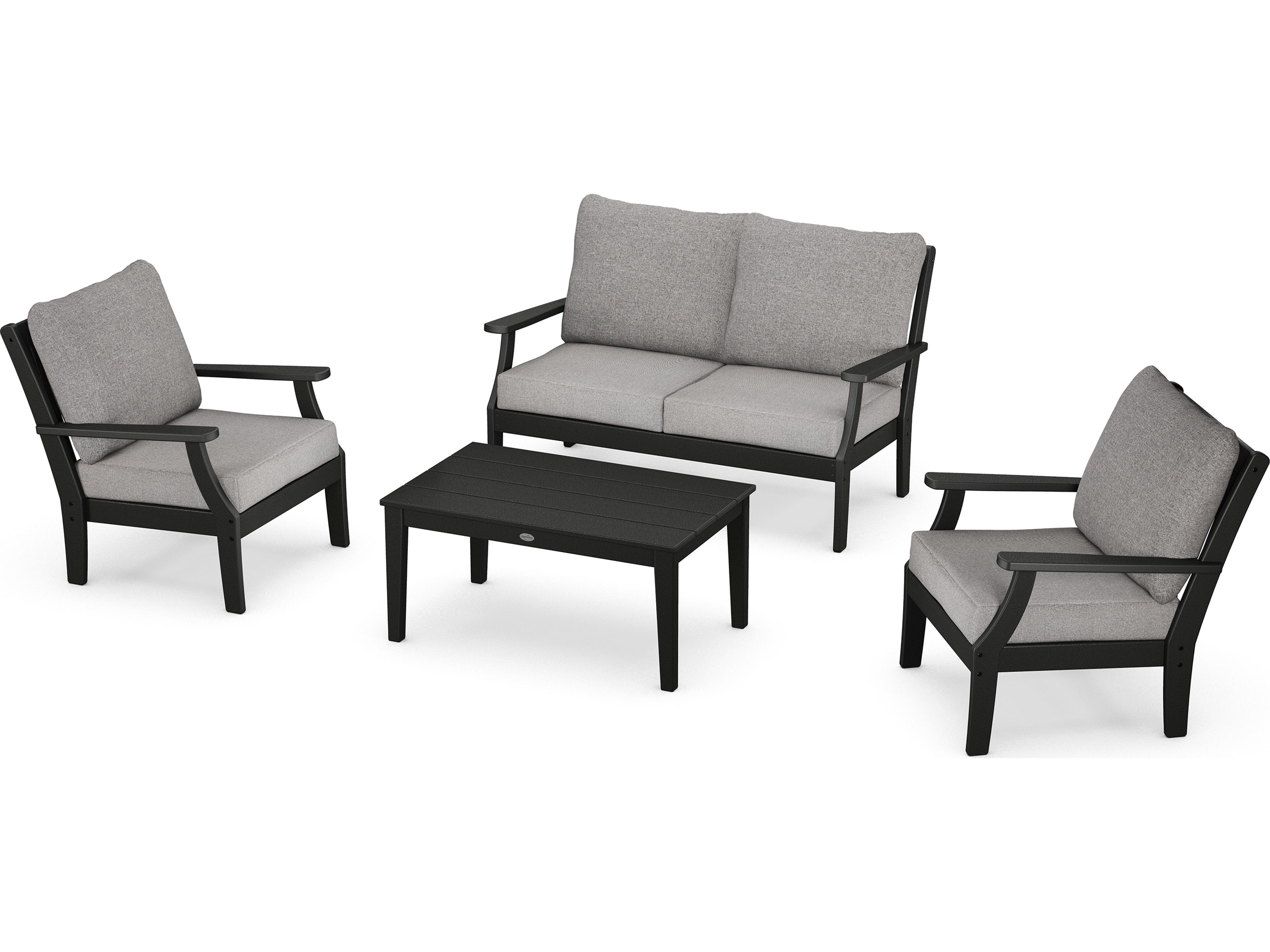 POLYWOOD® Braxton Recycled Plastic 4 Piece Deep Seating Outdoor Patio Lounge Set