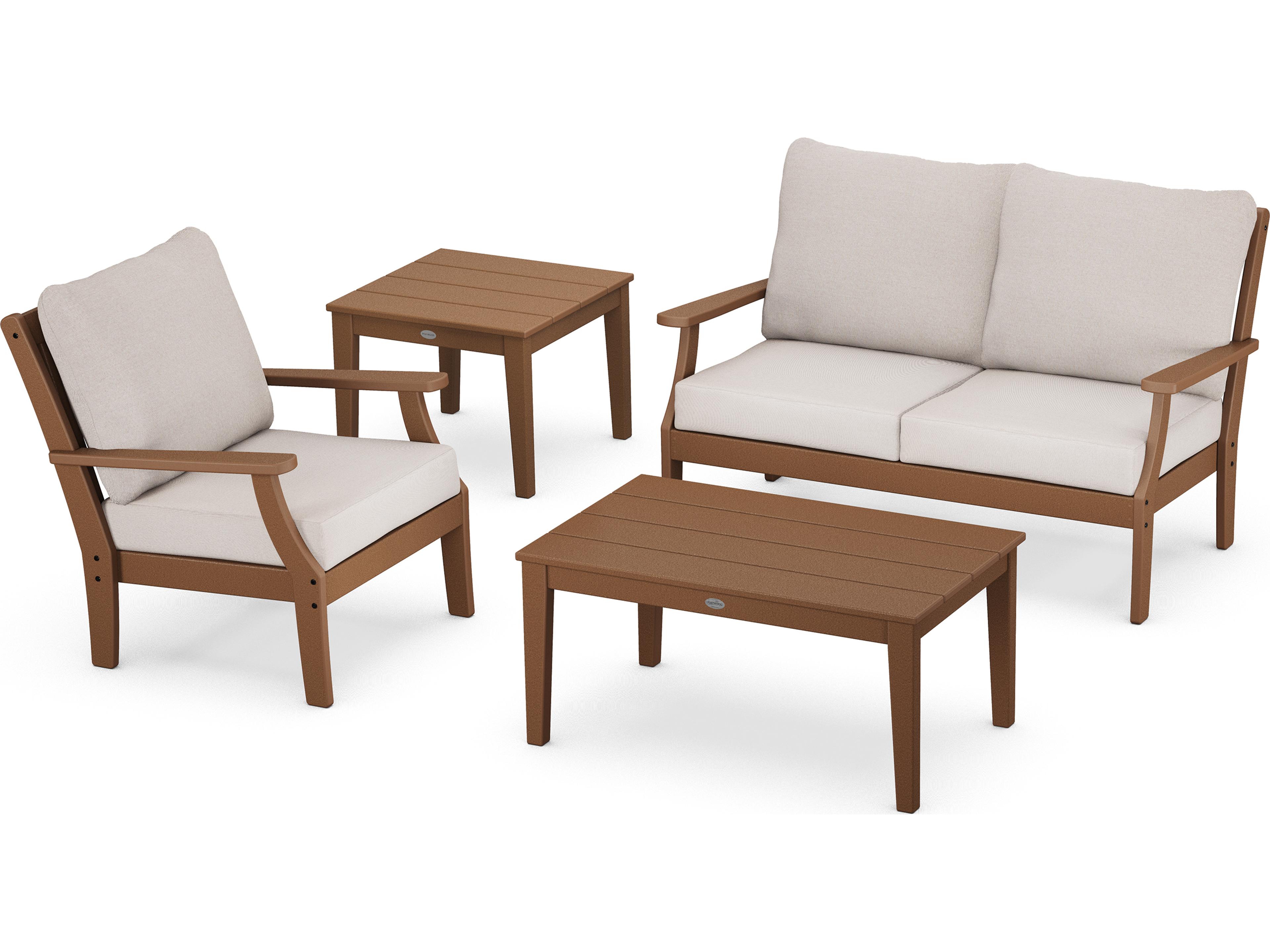 POLYWOOD® Braxton Recycled Plastic Cushion Patio Lounge Set