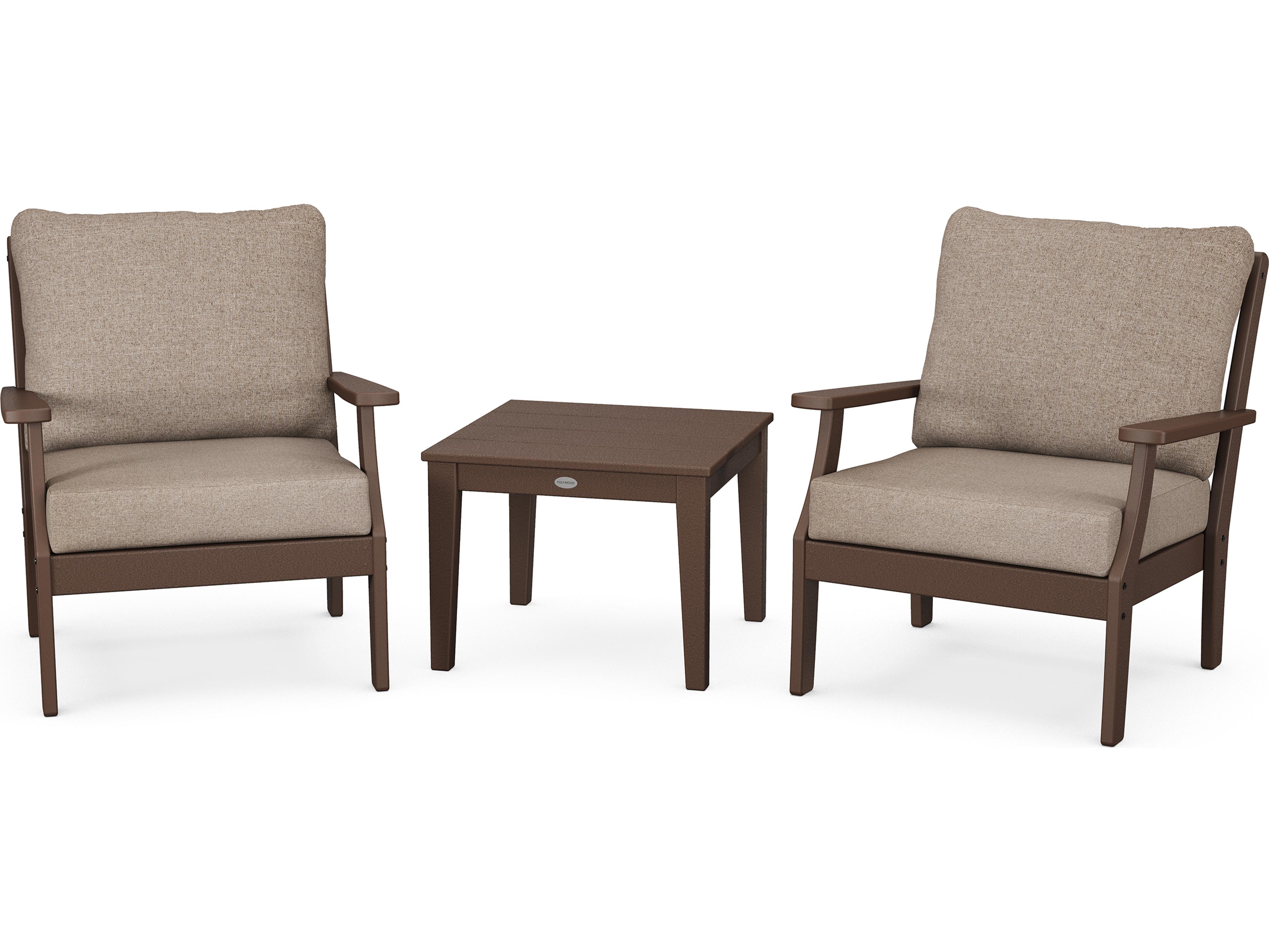 POLYWOOD® Braxton Recycled Plastic 3 Piece Deep Seating Outdoor Lounge Set