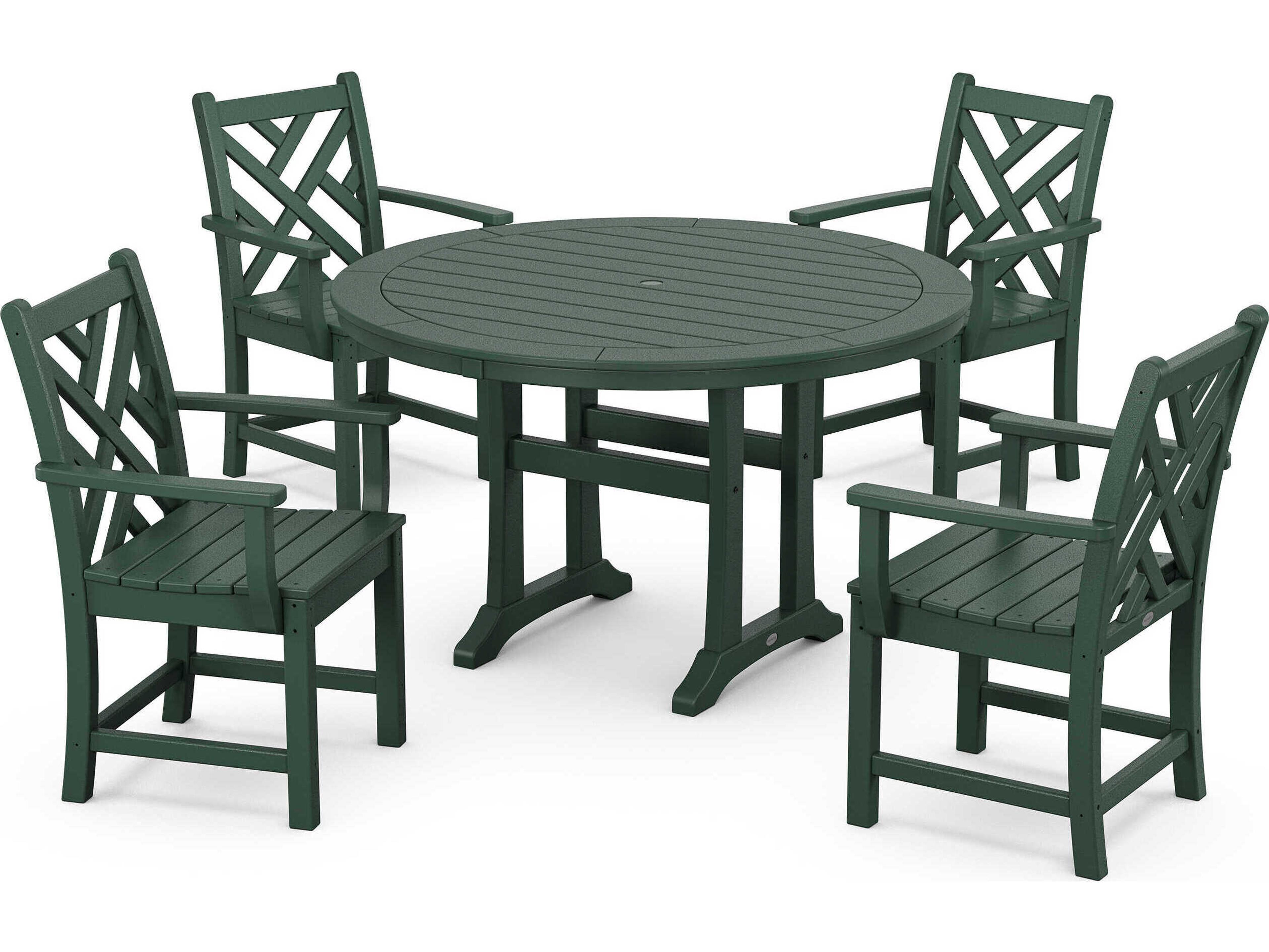 POLYWOOD® Chippendale Recycled Plastic 5 Piece Outdoor Patio Dining Set
