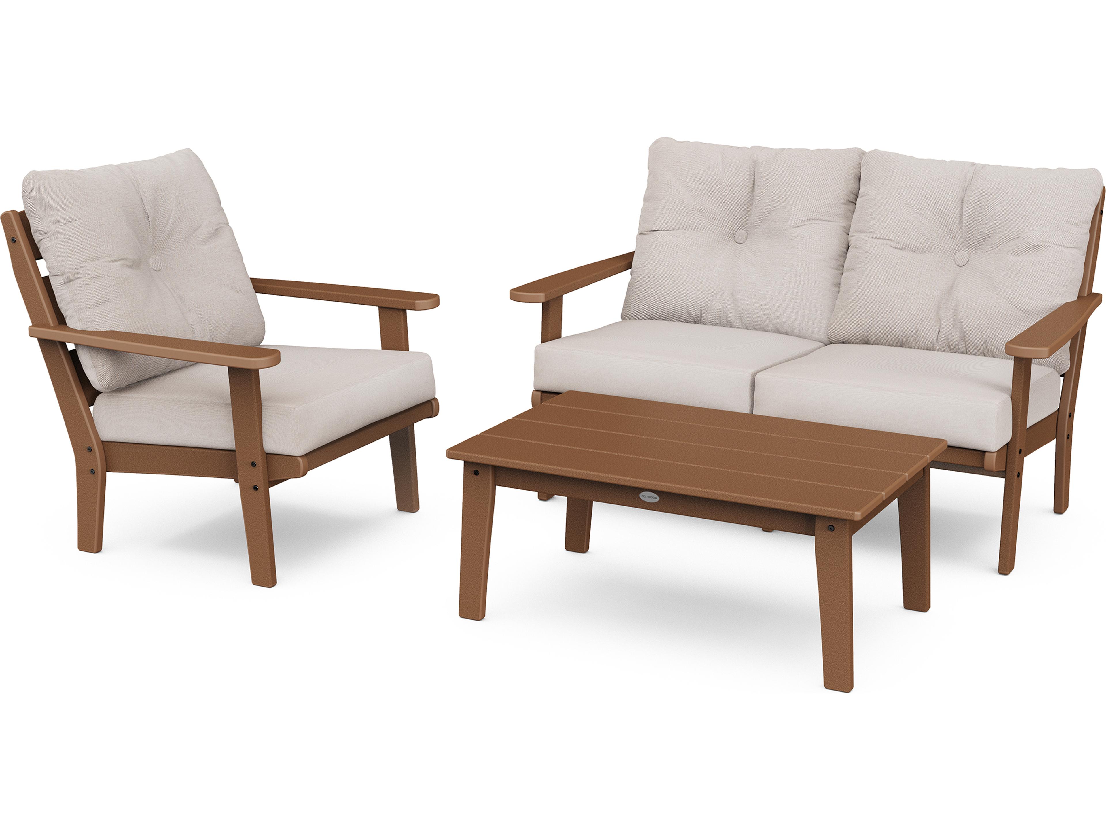 POLYWOOD® Lakeside Recycled Plastic Deep Seating 3 Piece Outdoor Patio Lounge Set