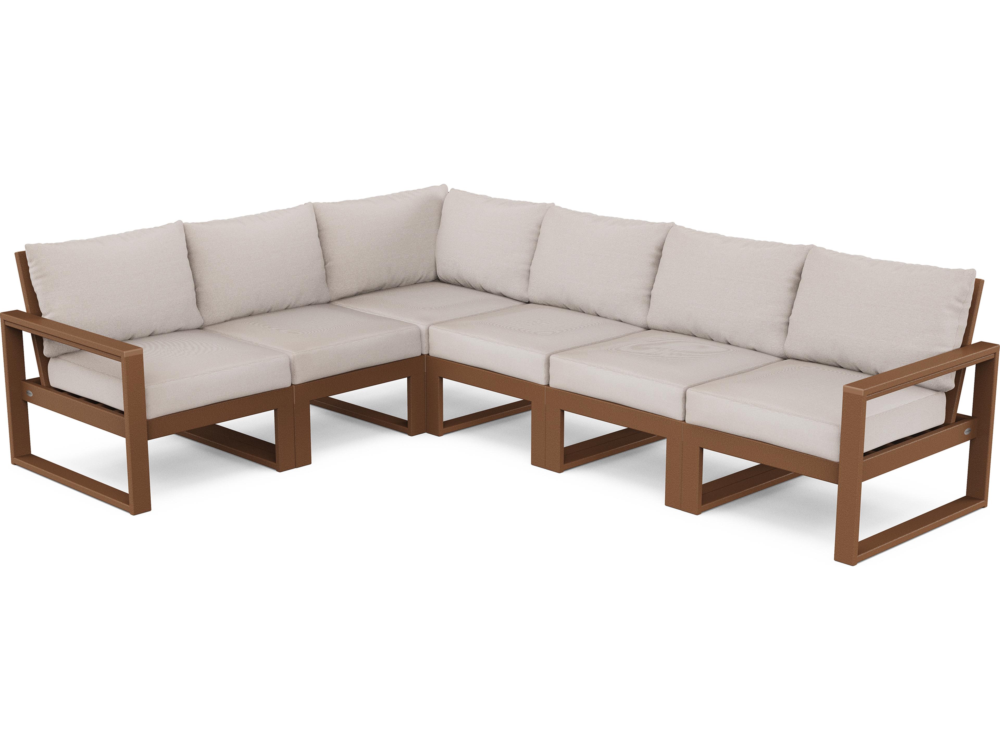 POLYWOOD® Edge Recycled Plastic Deep Seating 6 Piece Sectional Patio Lounge Set