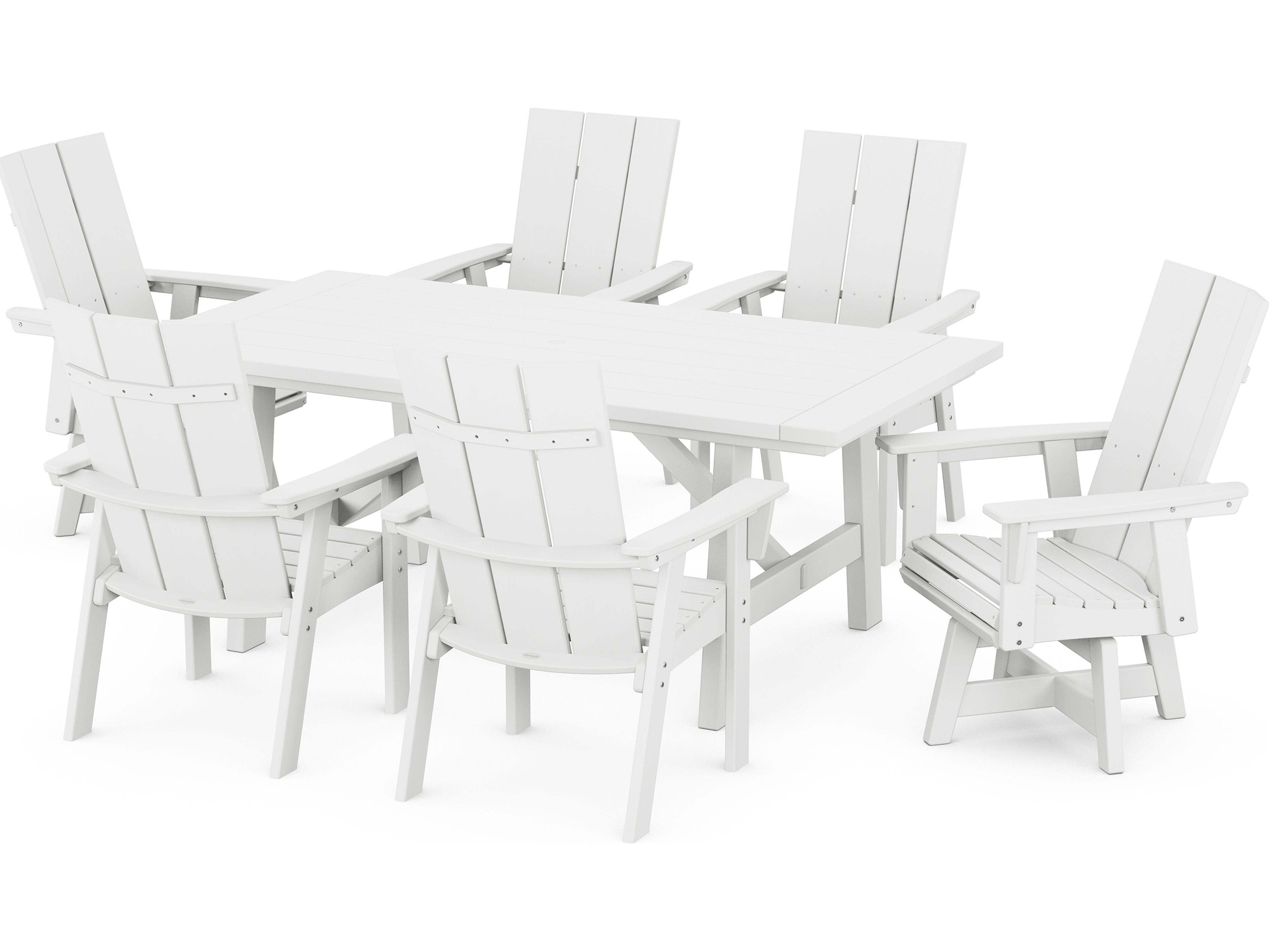 POLYWOOD® Modern Recycled Plastic Curveback 7 Piece Patio Dining Set