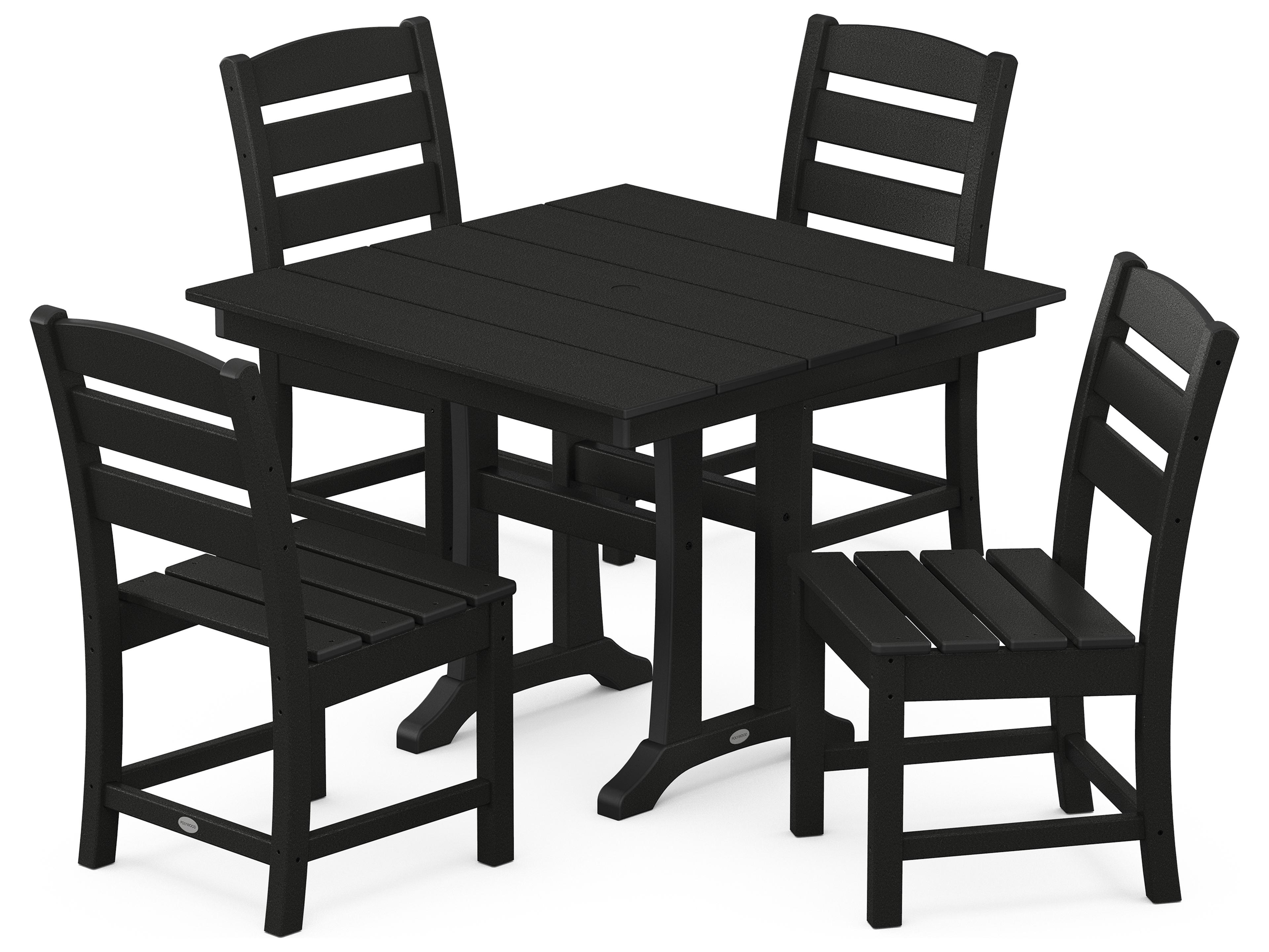 POLYWOOD® Lakeside Recycled Plastic 5 Piece Farmhouse Trestle Patio Dining Set