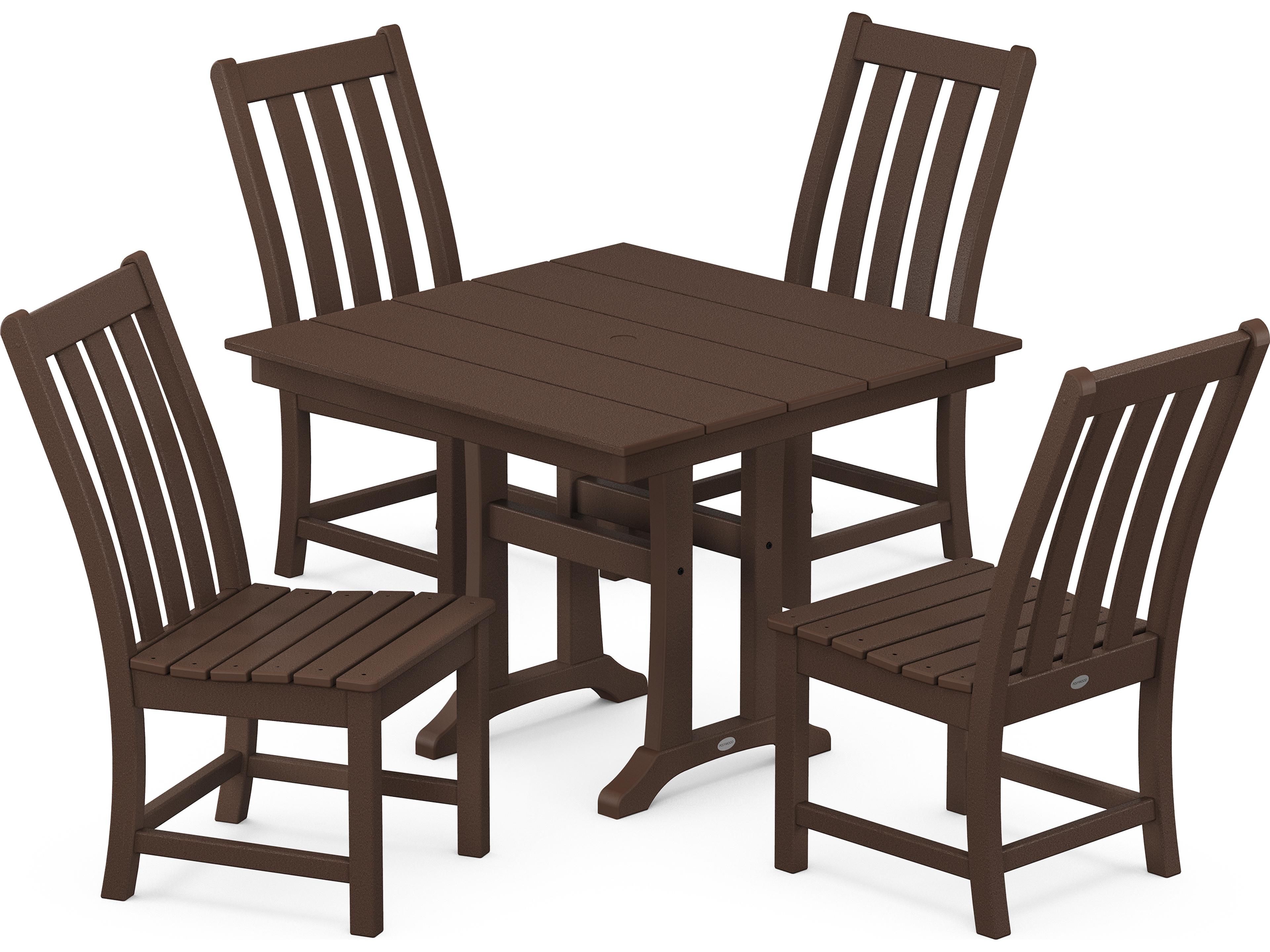 POLYWOOD® Vineyard Recycled Plastic 5 Piece Farmhouse Trestle Outdoor Patio Dining Set
