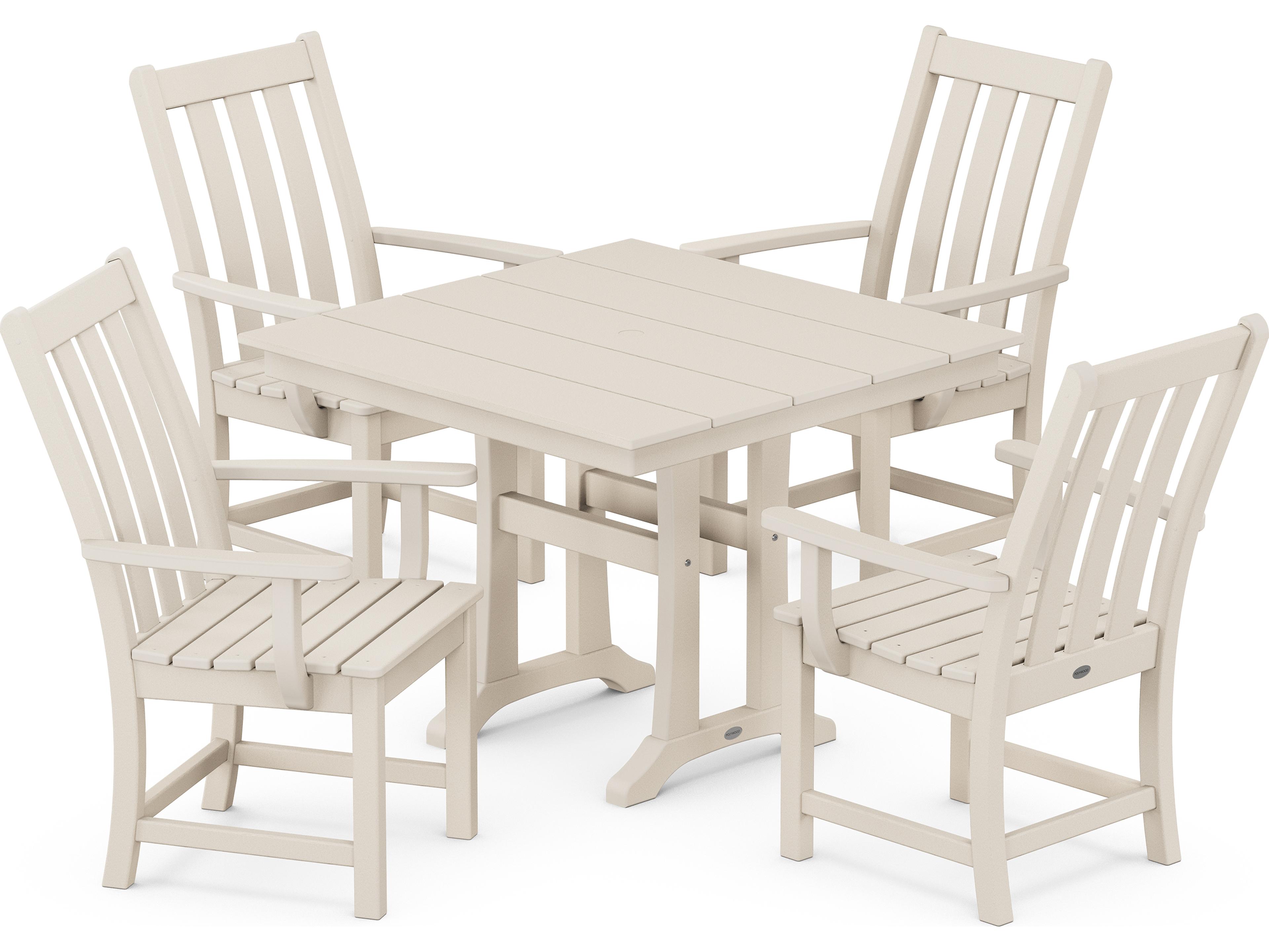 POLYWOOD® Vineyard Recycled Plastic 5 Piece Farmhouse Trestle Patio Dining Set
