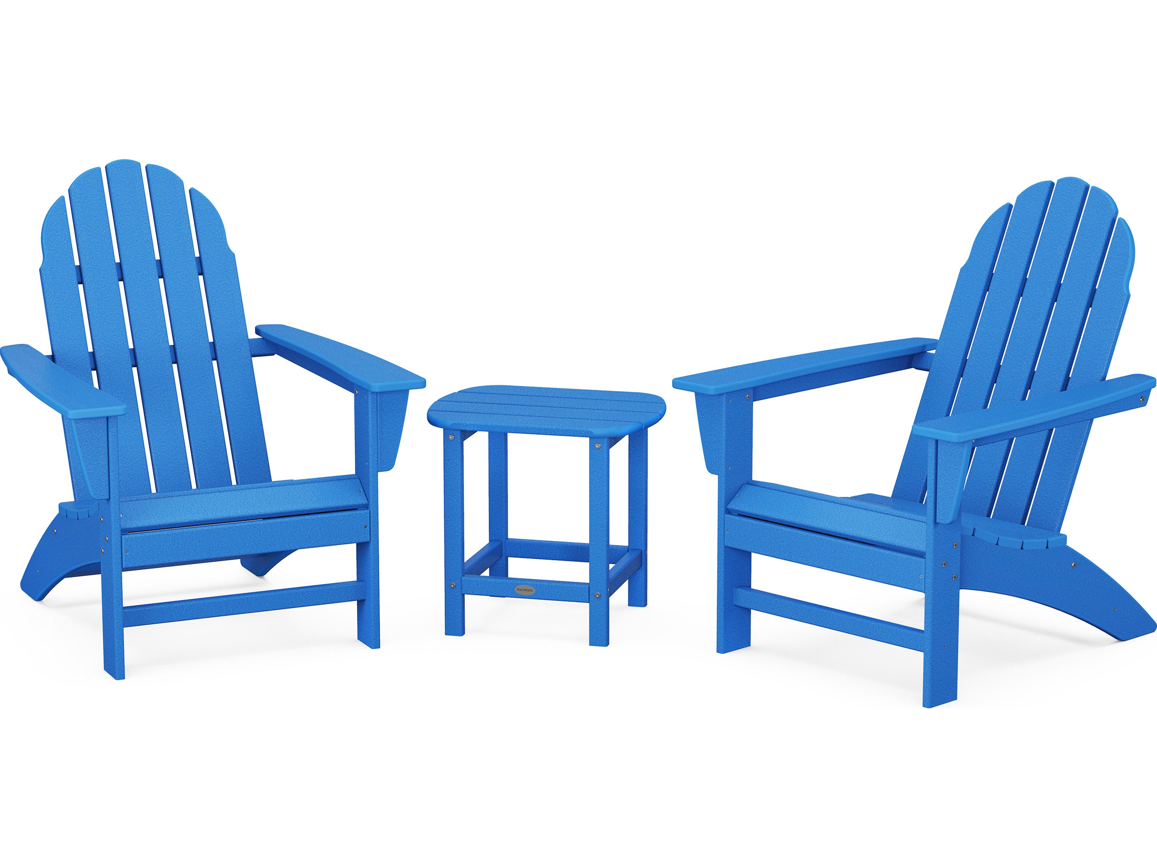 POLYWOOD® Vineyard Recycled Plastic 3 Piece Adirondack Outdoor Patio Lounge Set