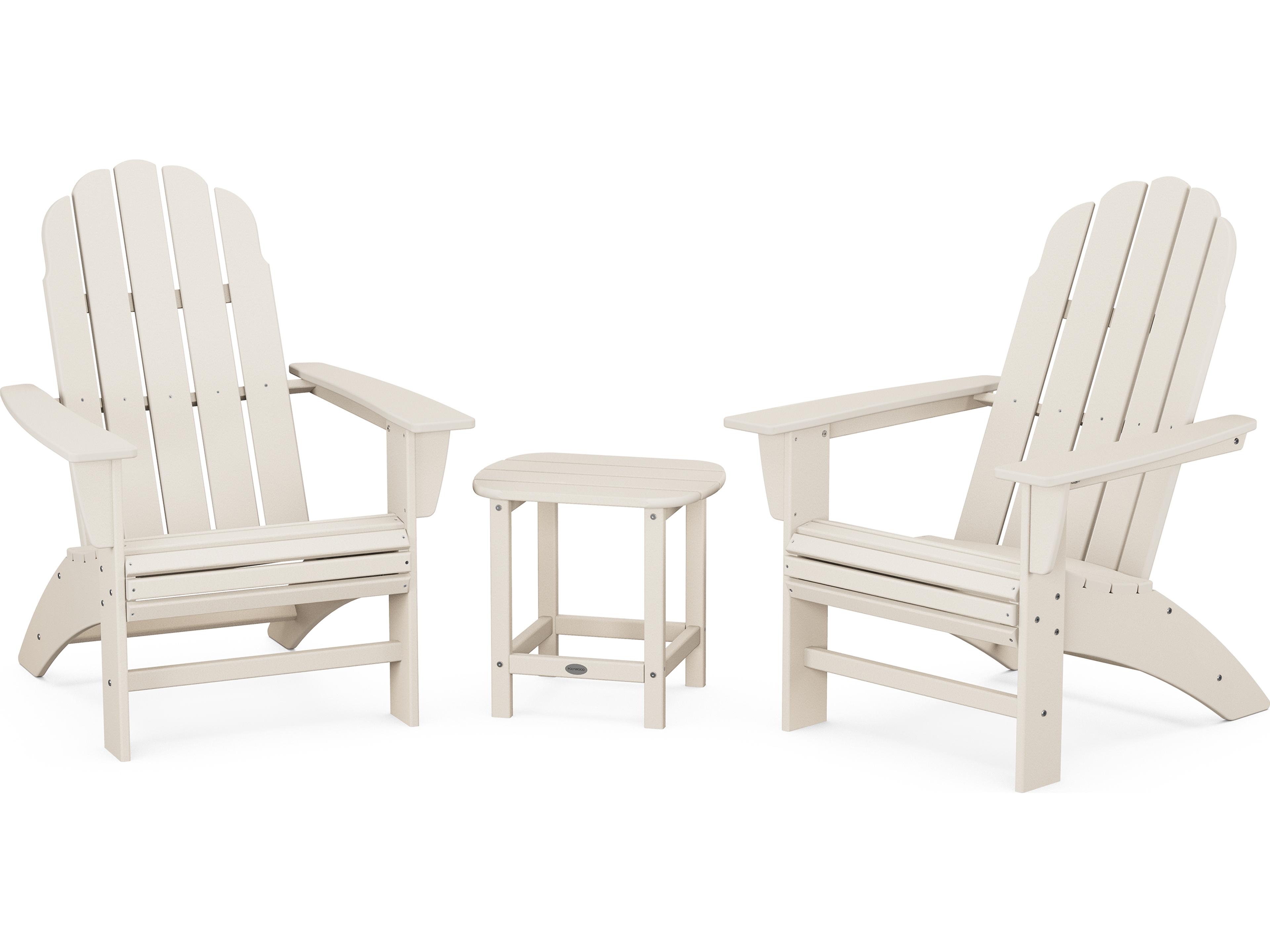 POLYWOOD® Vineyard Recycled Plastic 3 Piece Curved Adirondack Outdoor Lounge Set