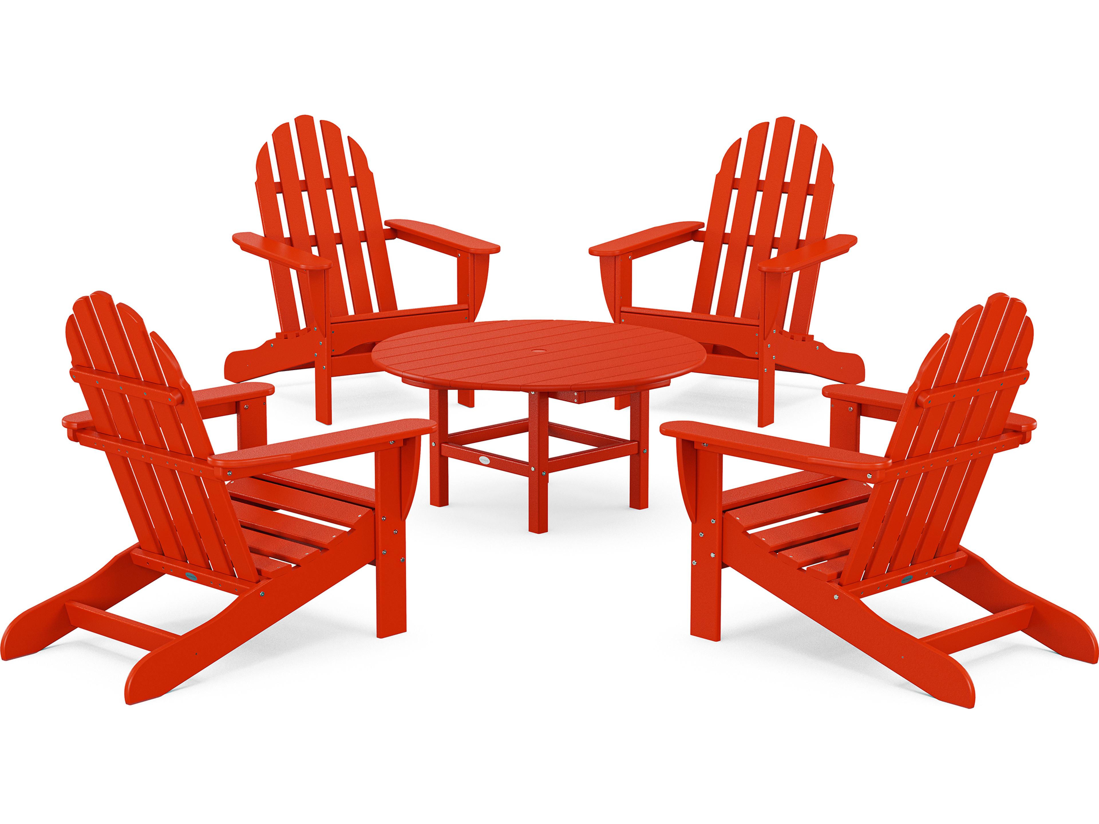 POLYWOOD® Classic Adirondack Recycled Plastic 5 Piece Outdoor Lounge Set