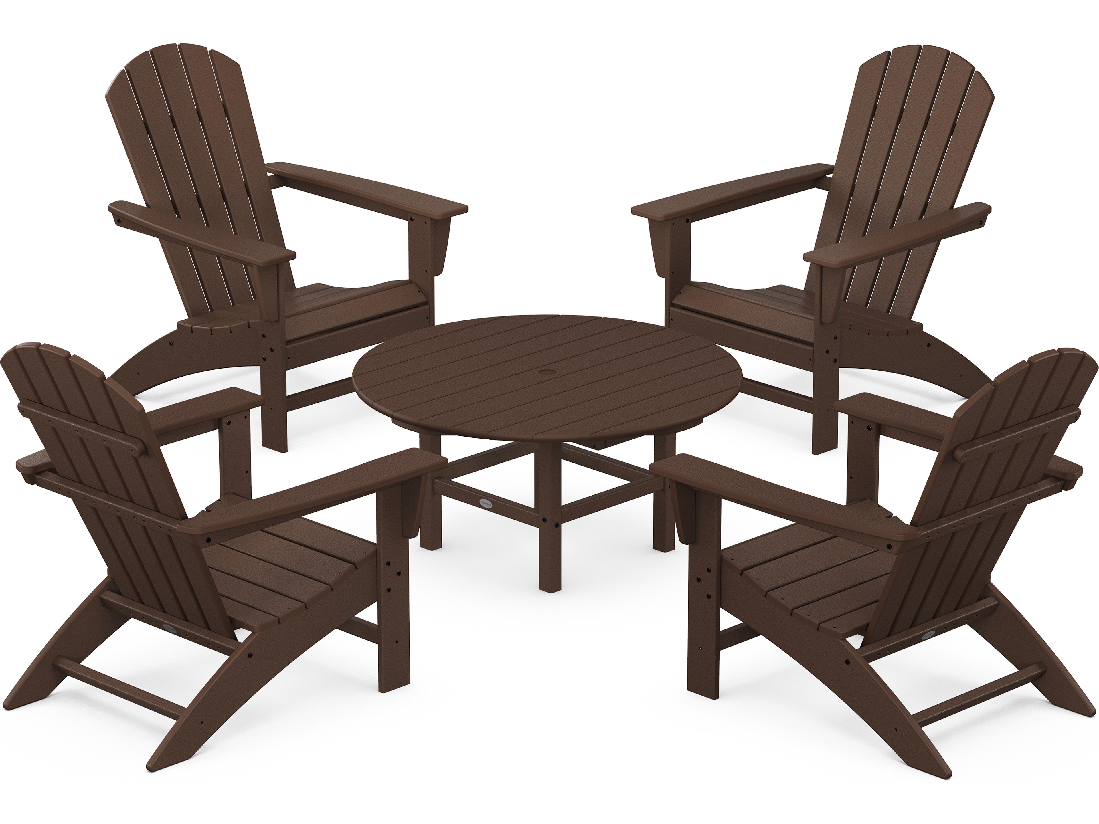 POLYWOOD® Nautical Recycled Plastic 5 Piece Adirondack Outdoor Patio Lounge Set