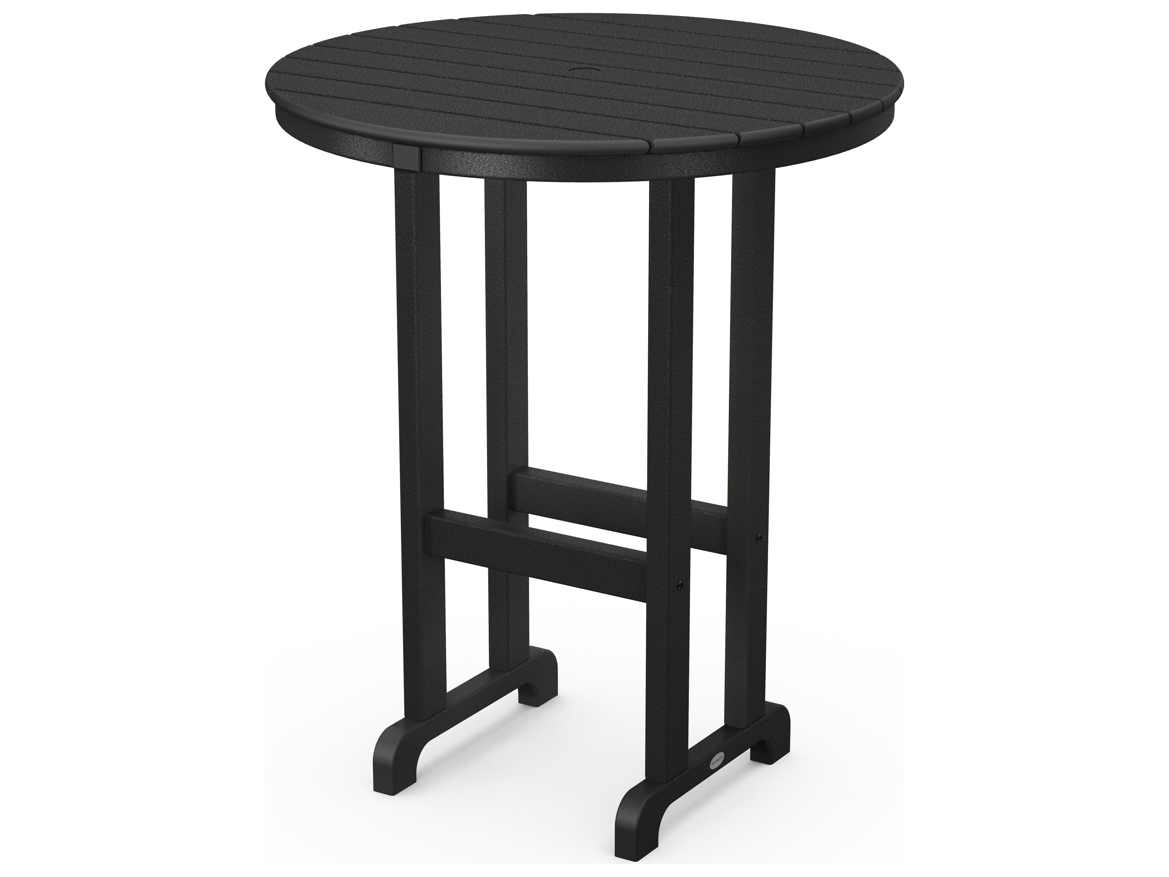 POLYWOOD® Traditional Recycled Plastic Round Outdoor Patio Bar Height Table