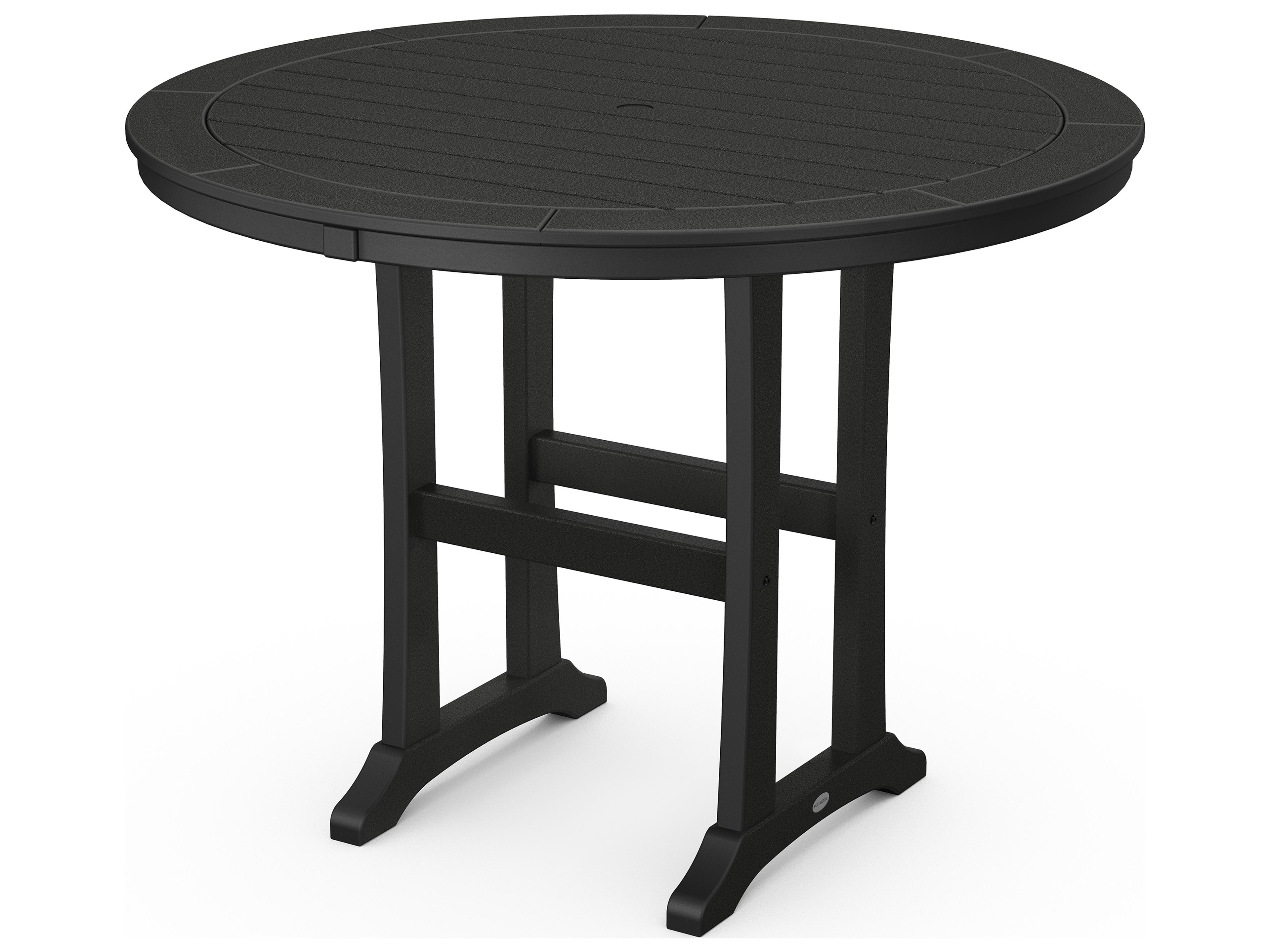 POLYWOOD® Nautical Recycled Plastic Round Patio Counter Table