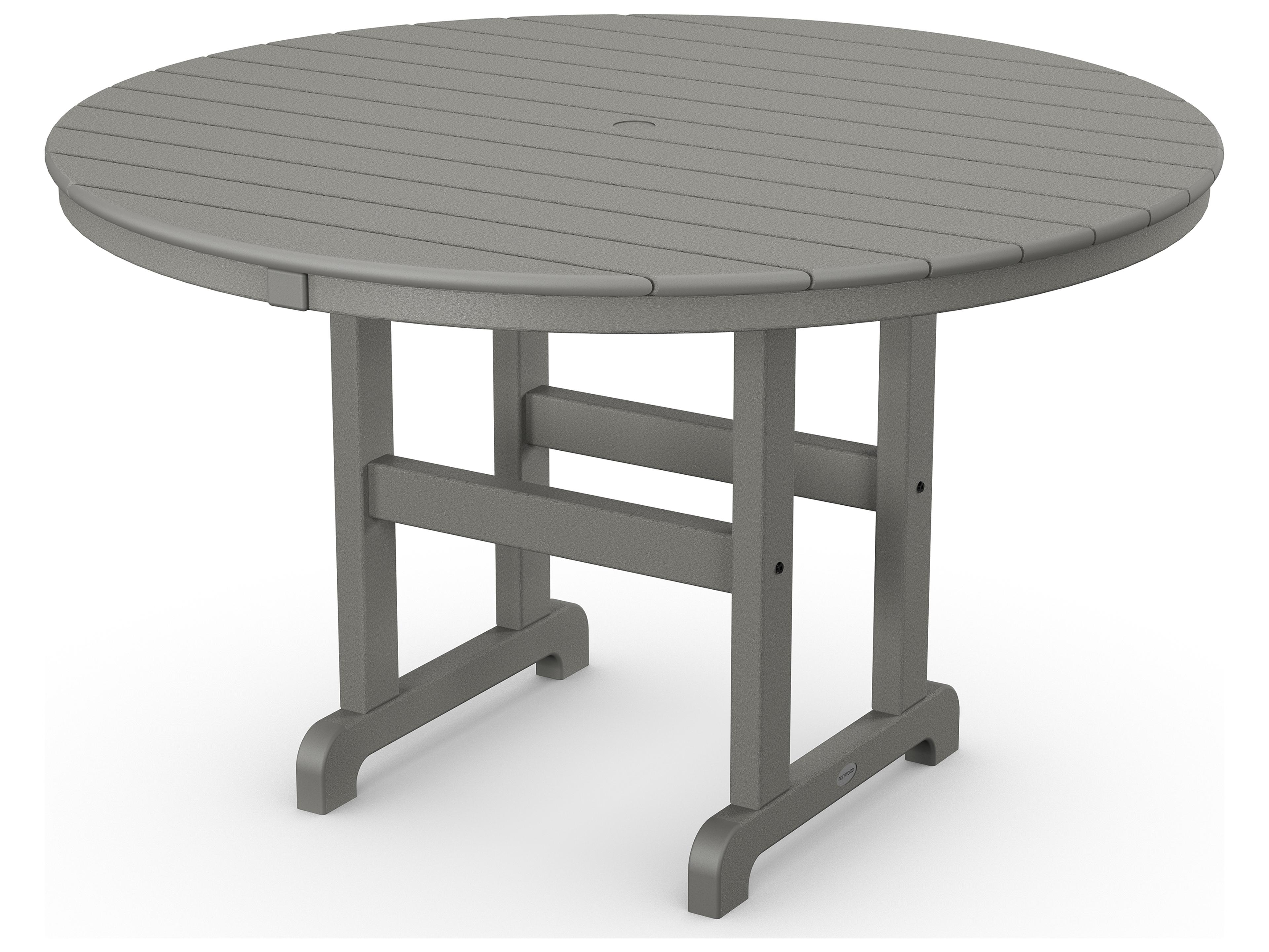 POLYWOOD® La Casa Cafe Recycled Plastic Round Patio Dining Table with Umbrella Hole