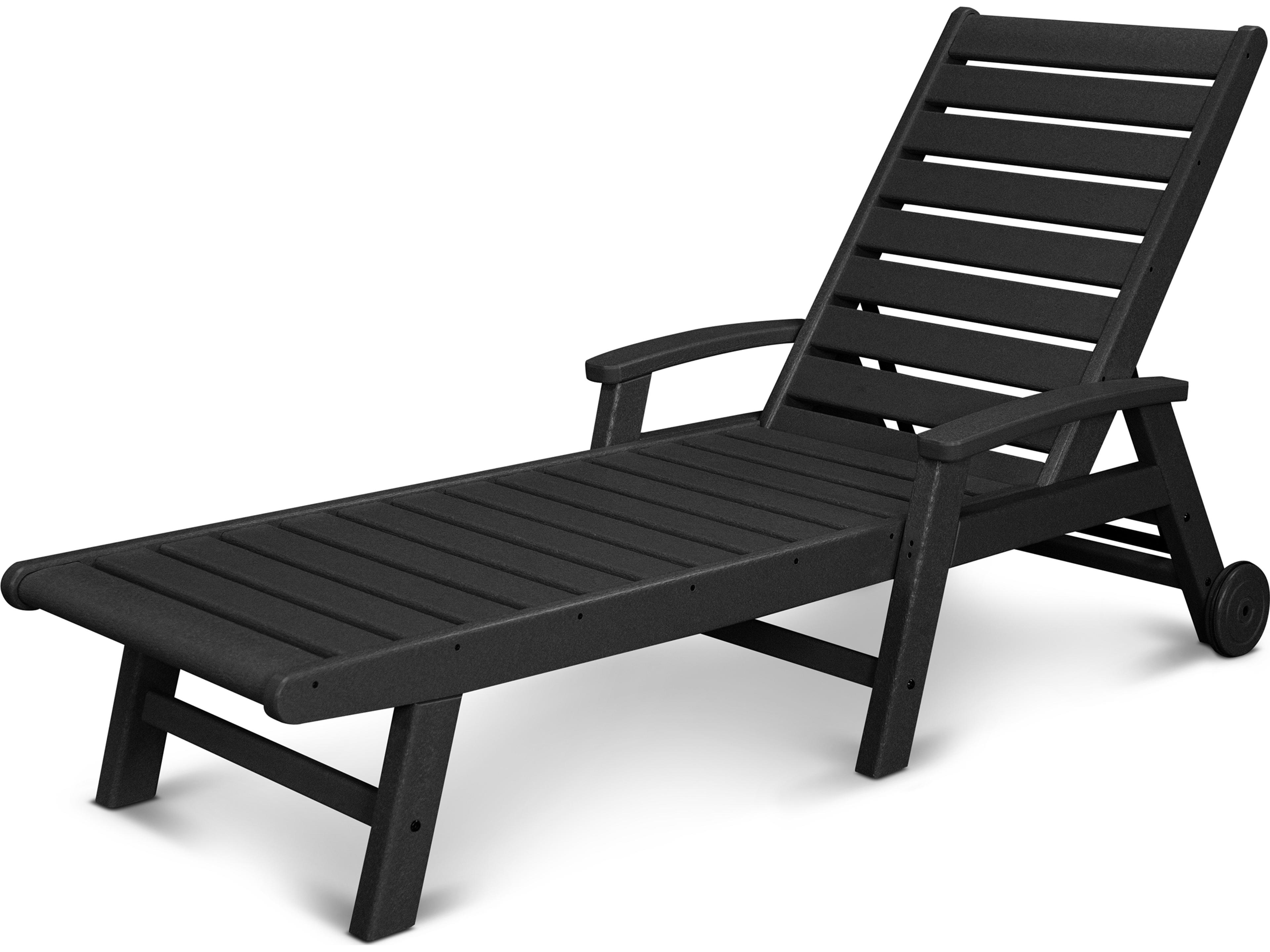 POLYWOOD® Signature Recycled Plastic Outdoor Chaise Lounge with Wheels