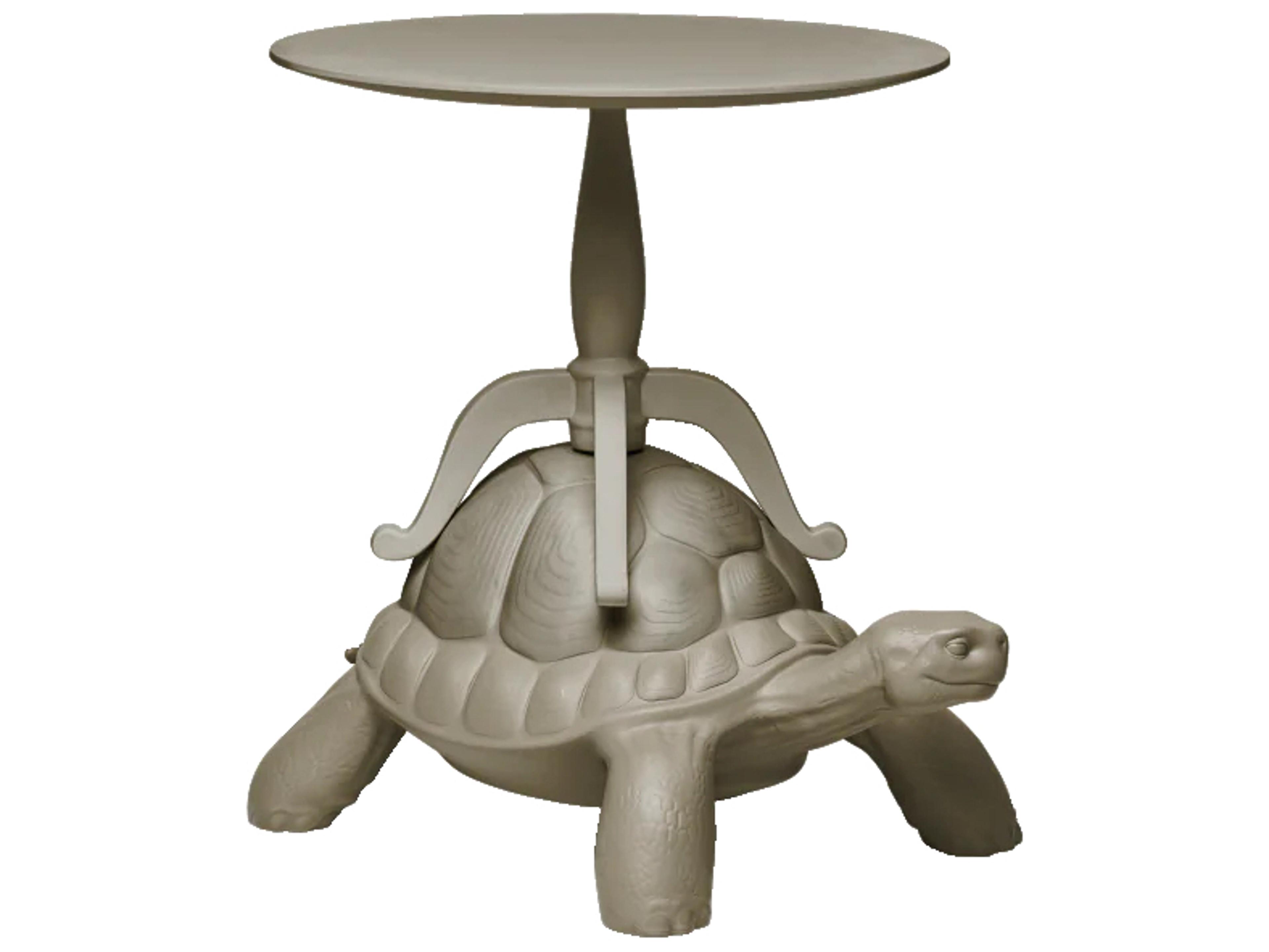 Qeeboo Turtle Carry Round Wood Dover Grey Coffee Table