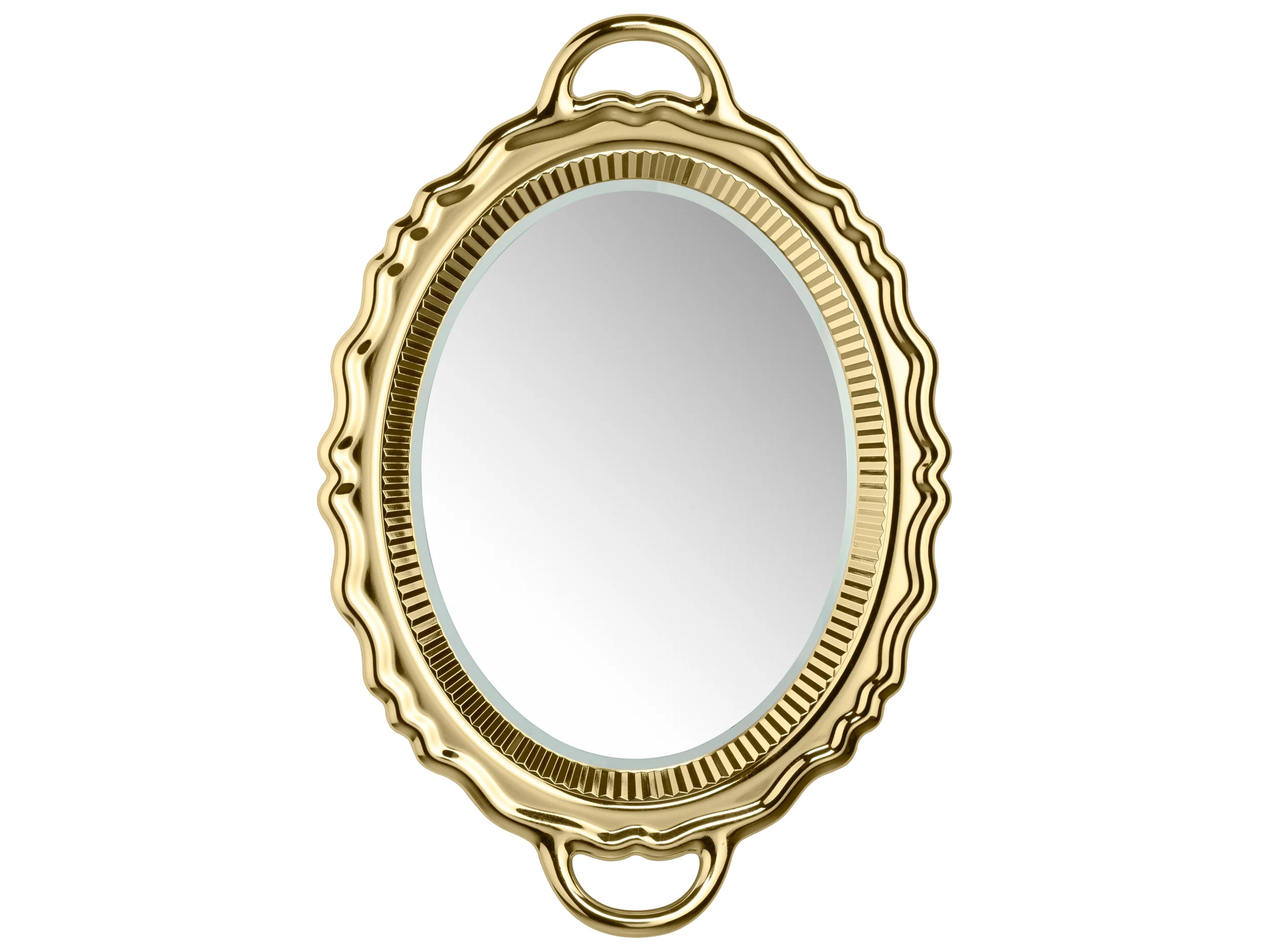 Qeeboo Plateau Gold Oval Wall Mirror