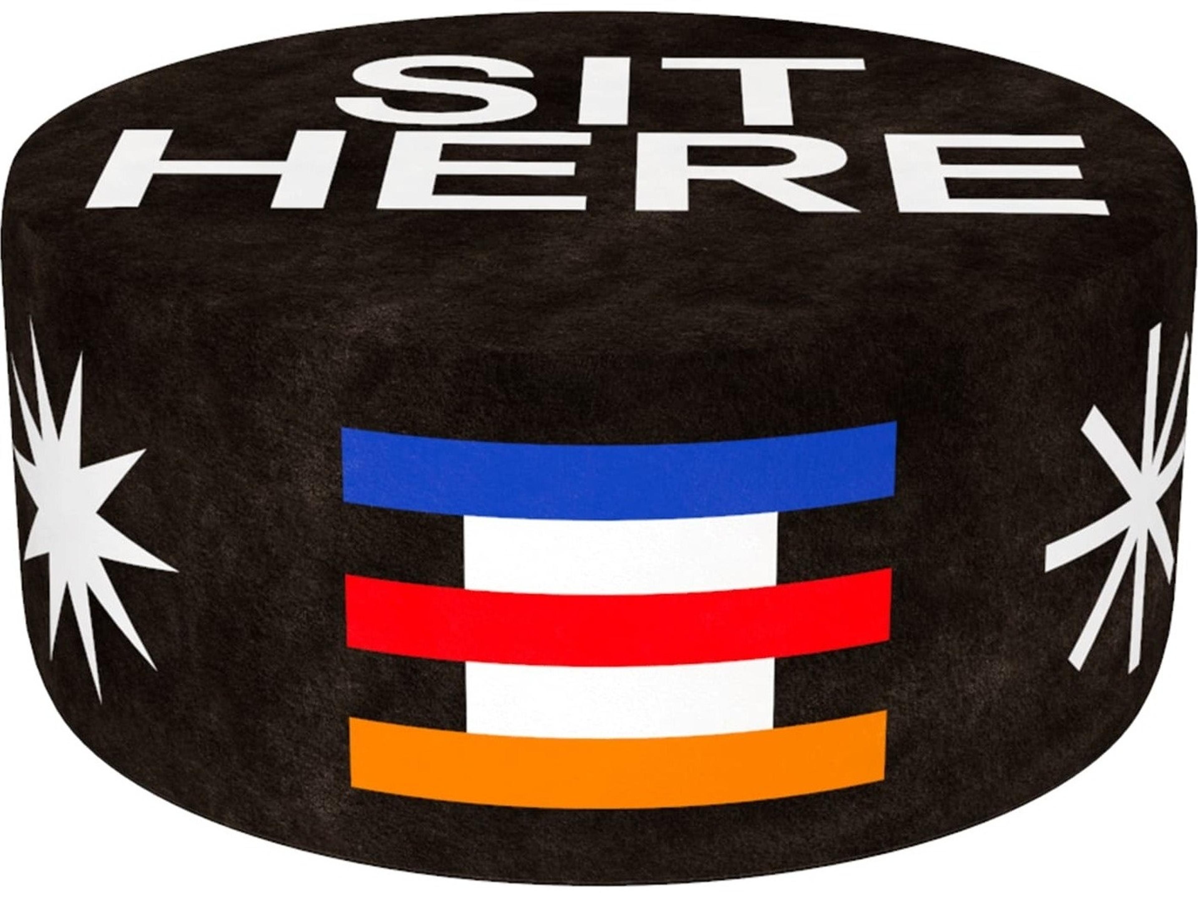 Qeeboo Oggian Black Sit Here Upholstered Pouf