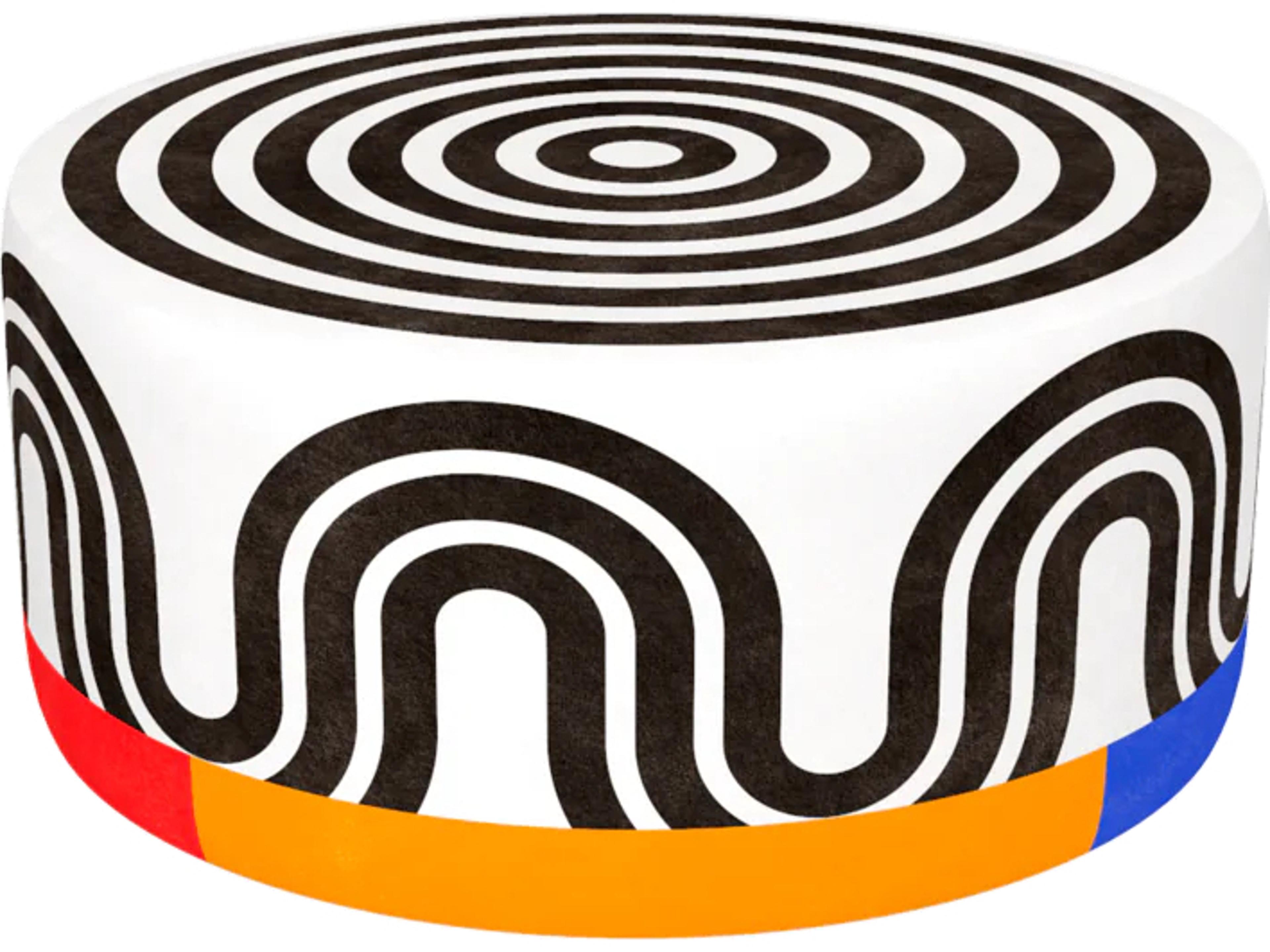 Qeeboo Oggian White Spyral Upholstered Pouf