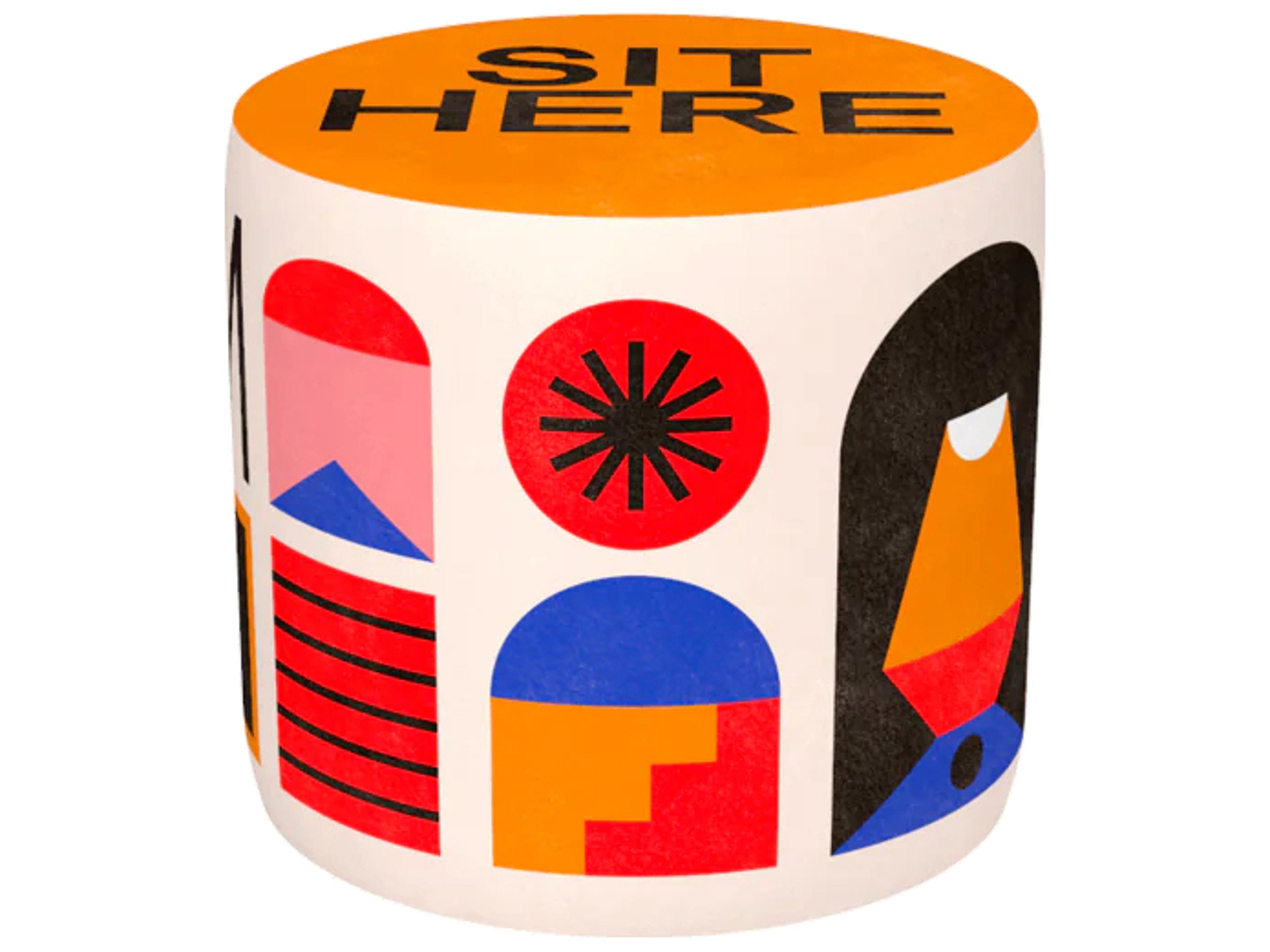 Qeeboo Oggian Beige Sit Here Upholstered Pouf