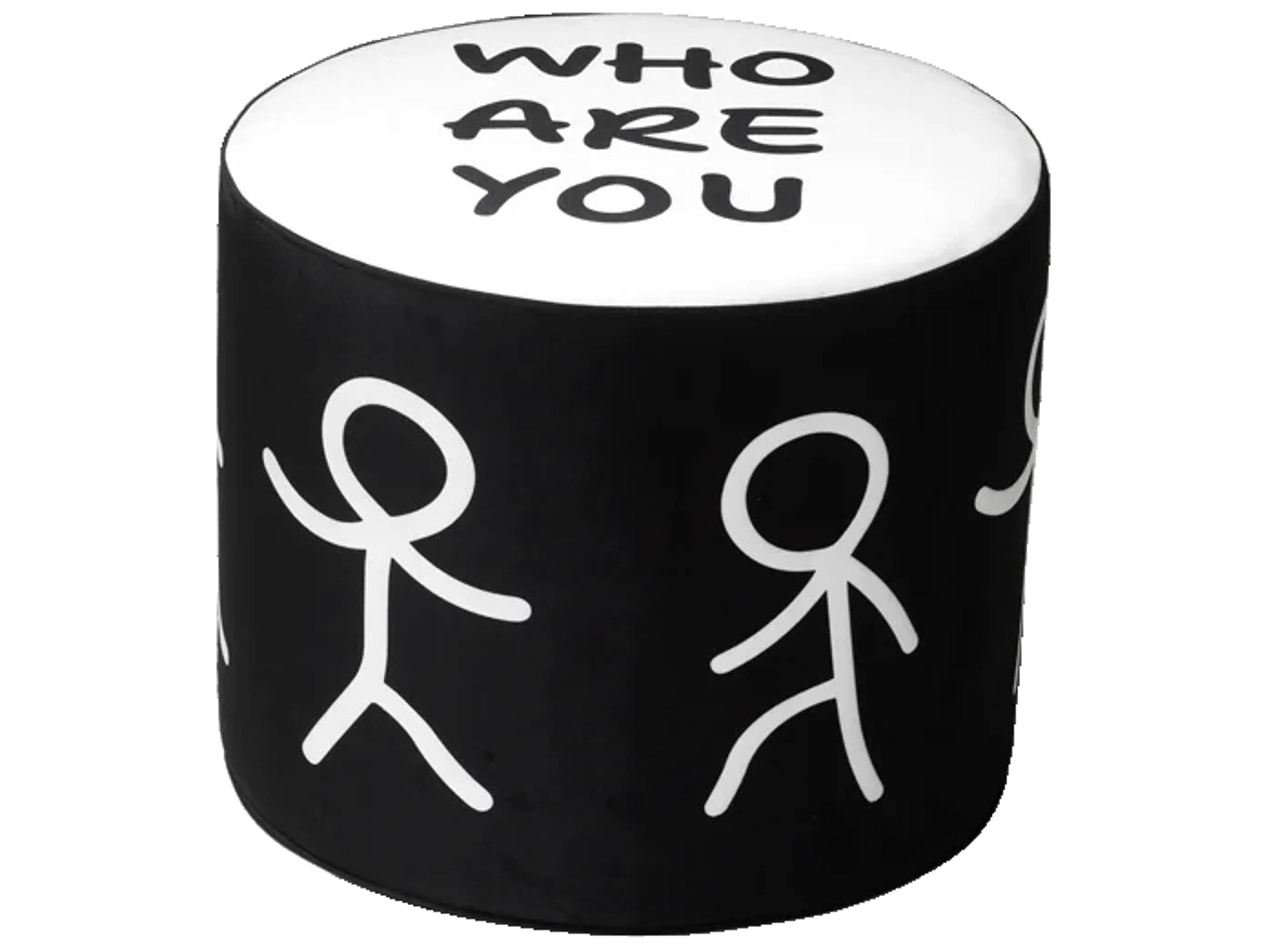 Qeeboo Linescapes White Who Are You Upholstered Pouf