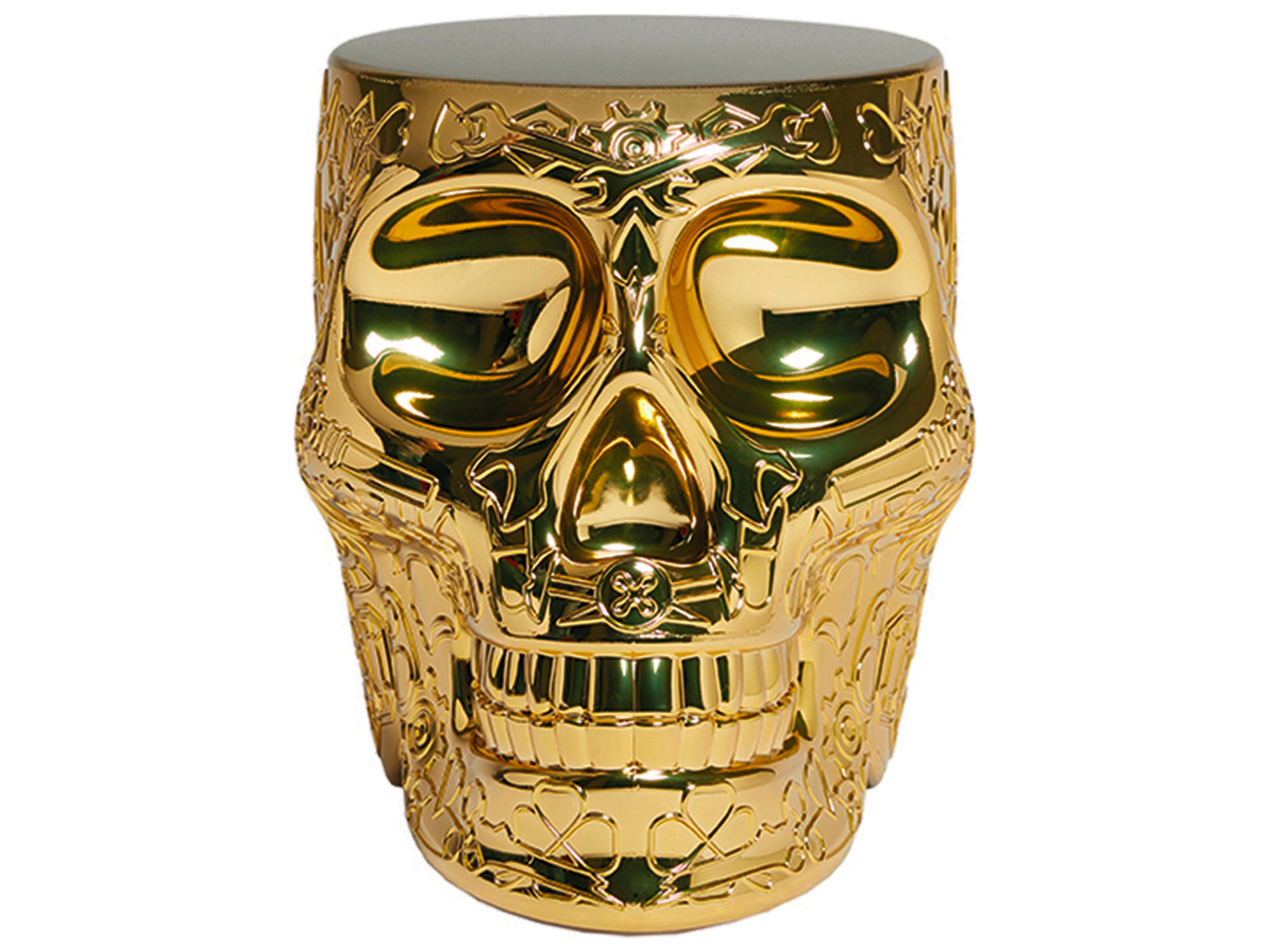 Qeeboo Mexico Gold Accent Stool and Side Table