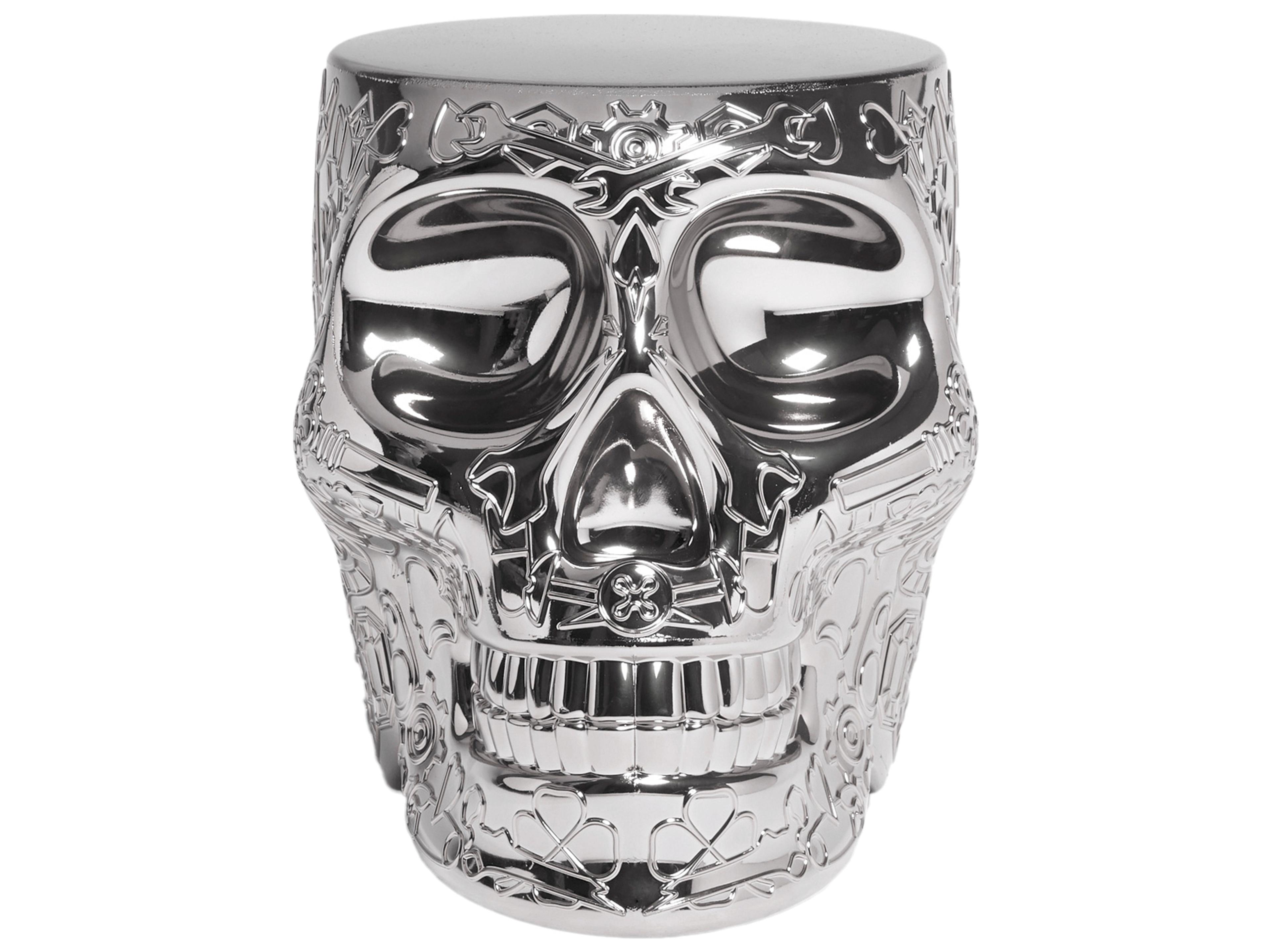 Qeeboo Mexico Silver Accent Stool and Side Table