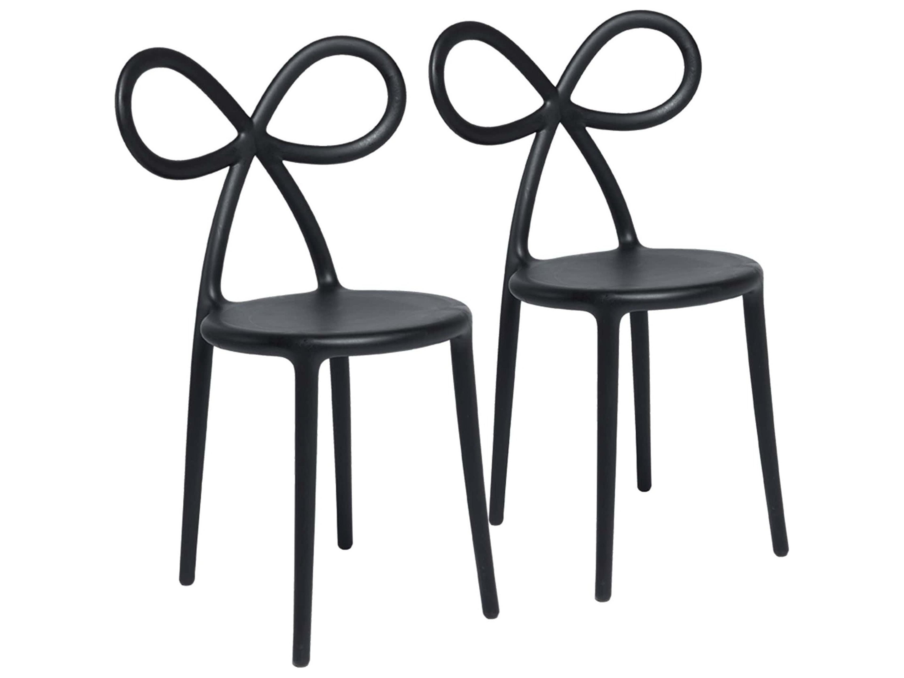 Qeeboo Ribbon Black Armless Dining Chair (Set of 2)