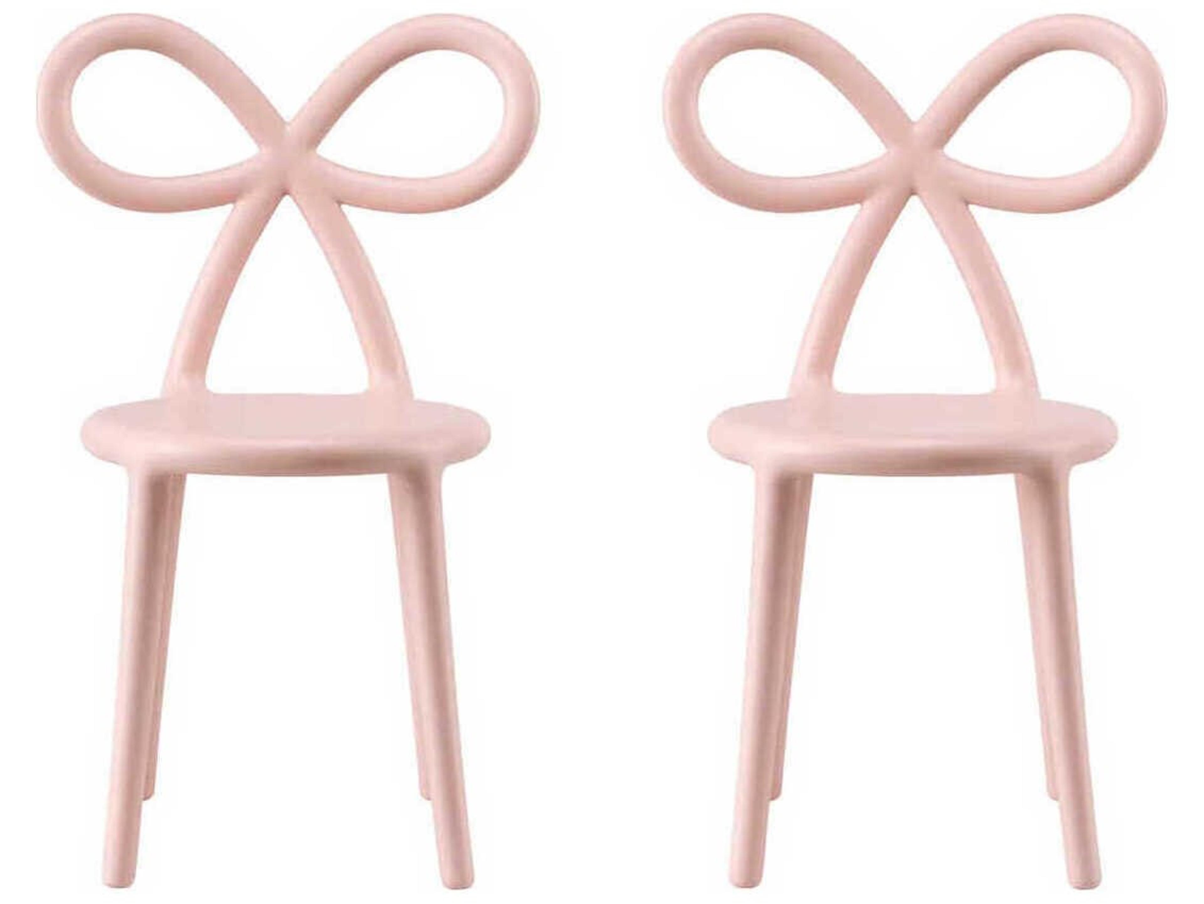 Ribbon Pink Armless Dining Chair Set of 2