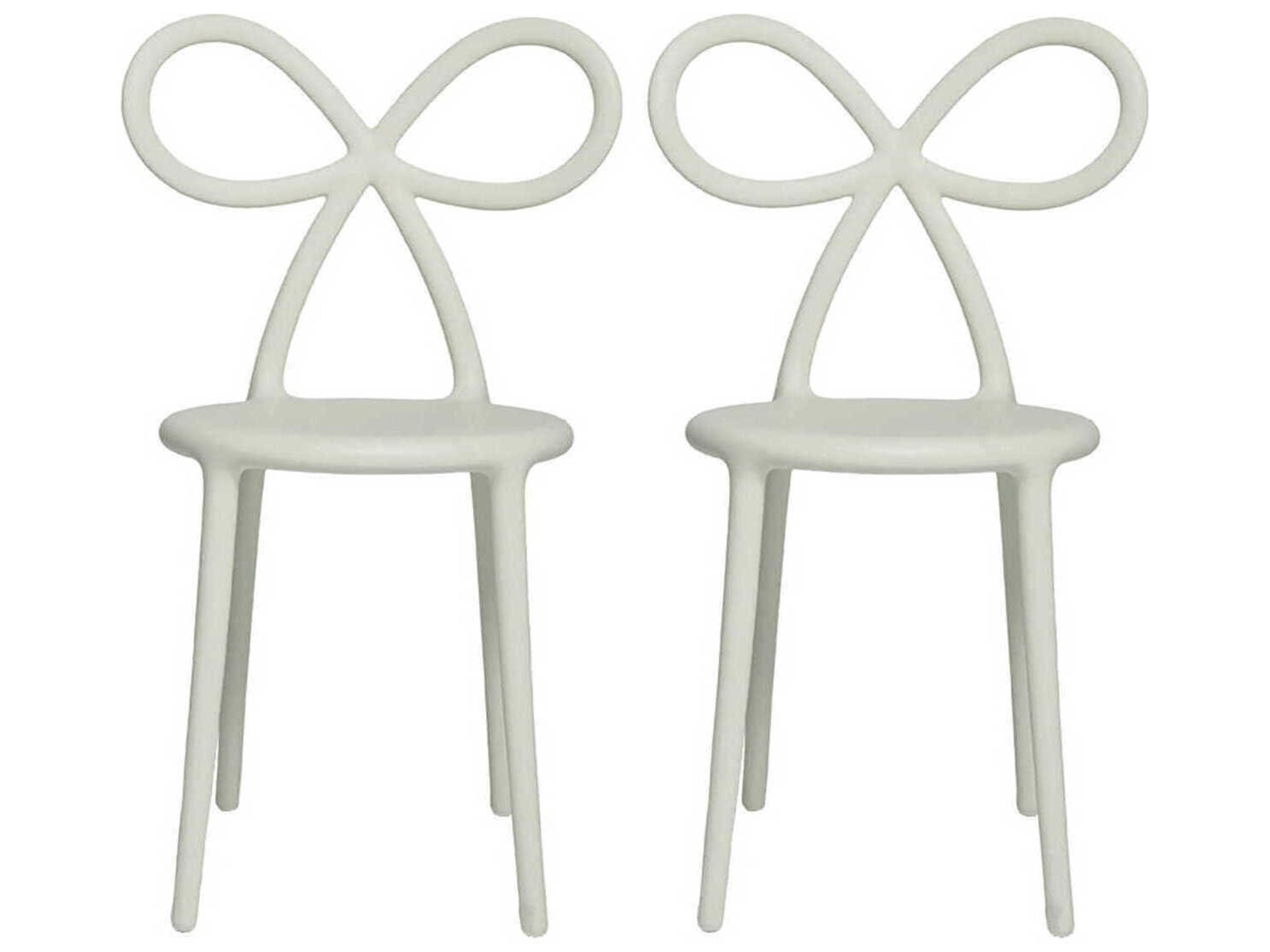 Ribbon White Armless Dining Chair Set of 2