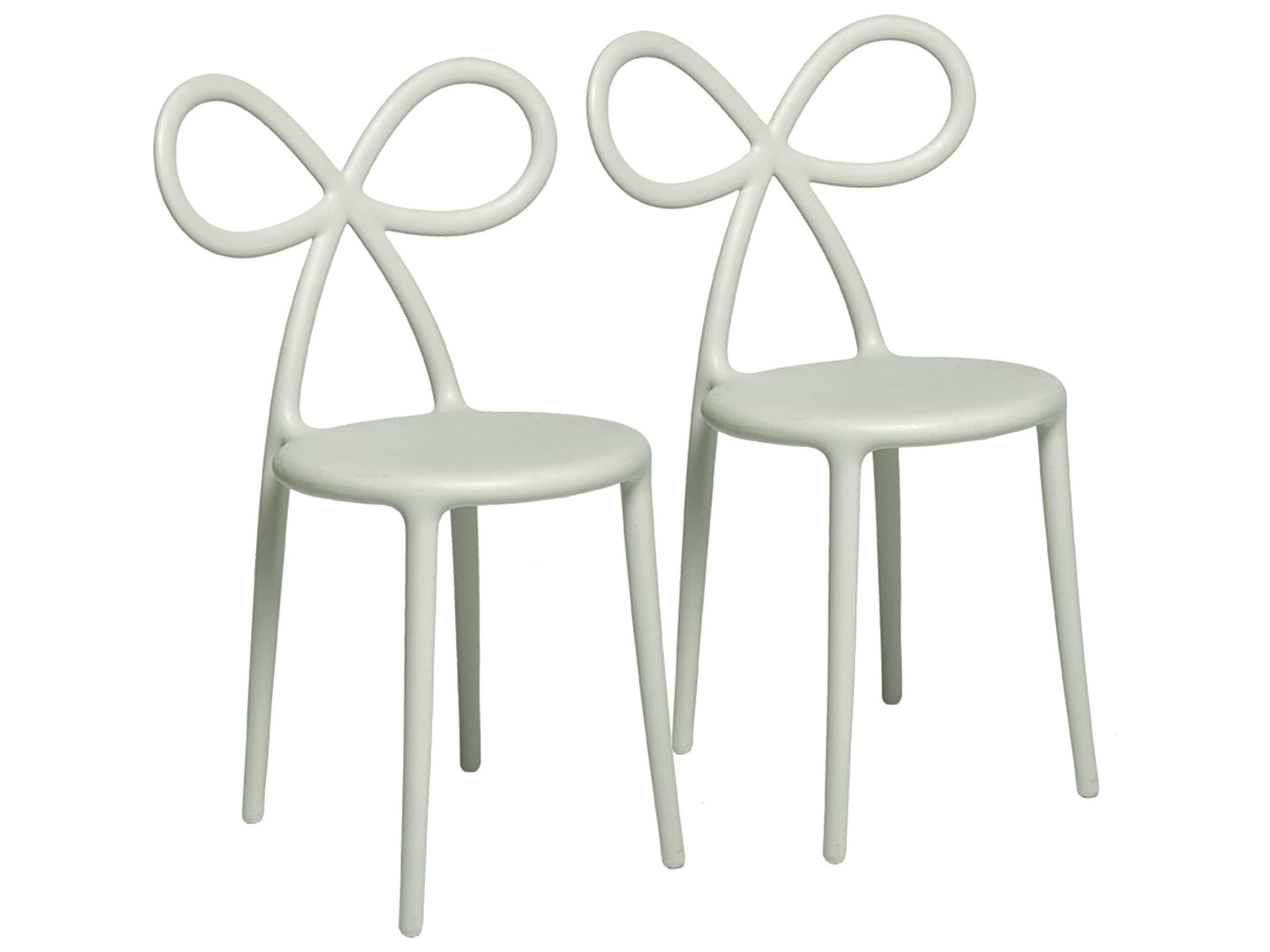 Qeeboo Ribbon White Armless Dining Chair (Set of 2)