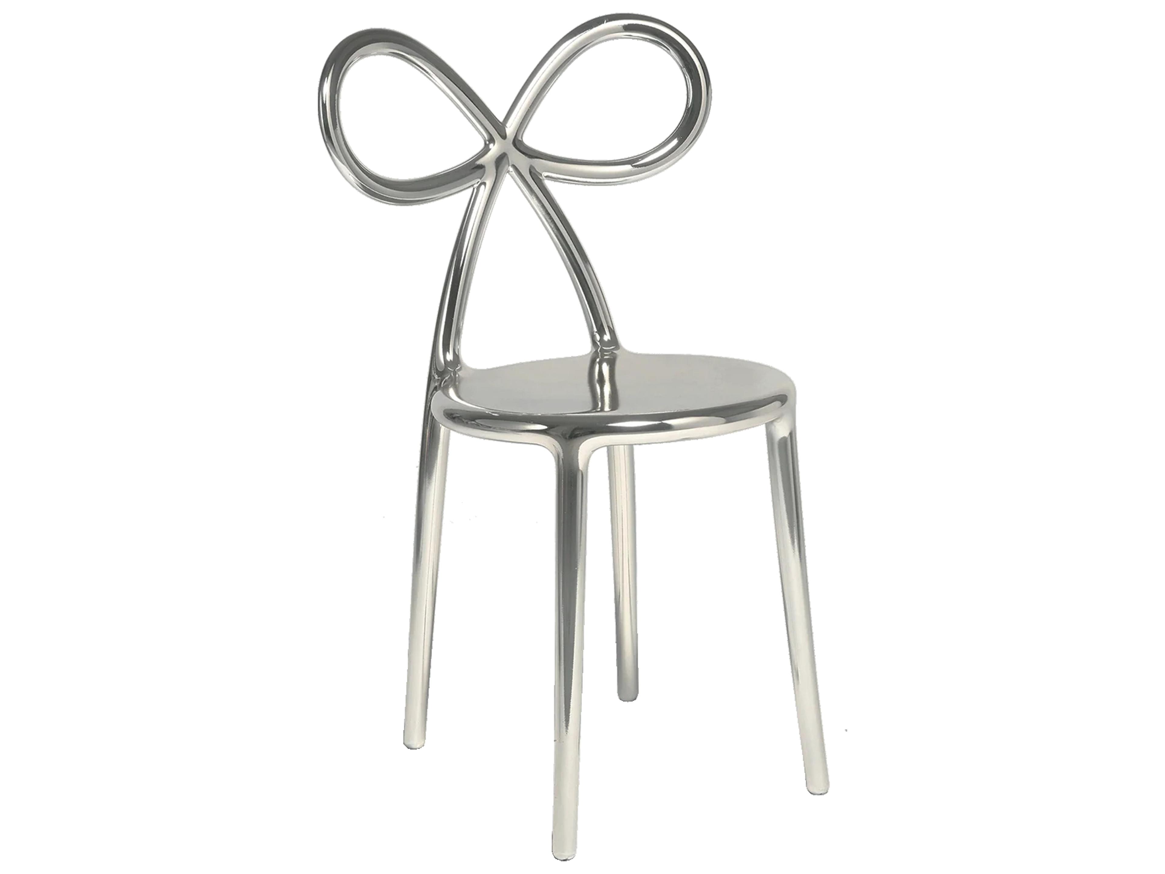 Qeeboo Ribbon Silver Armless Dining Chair