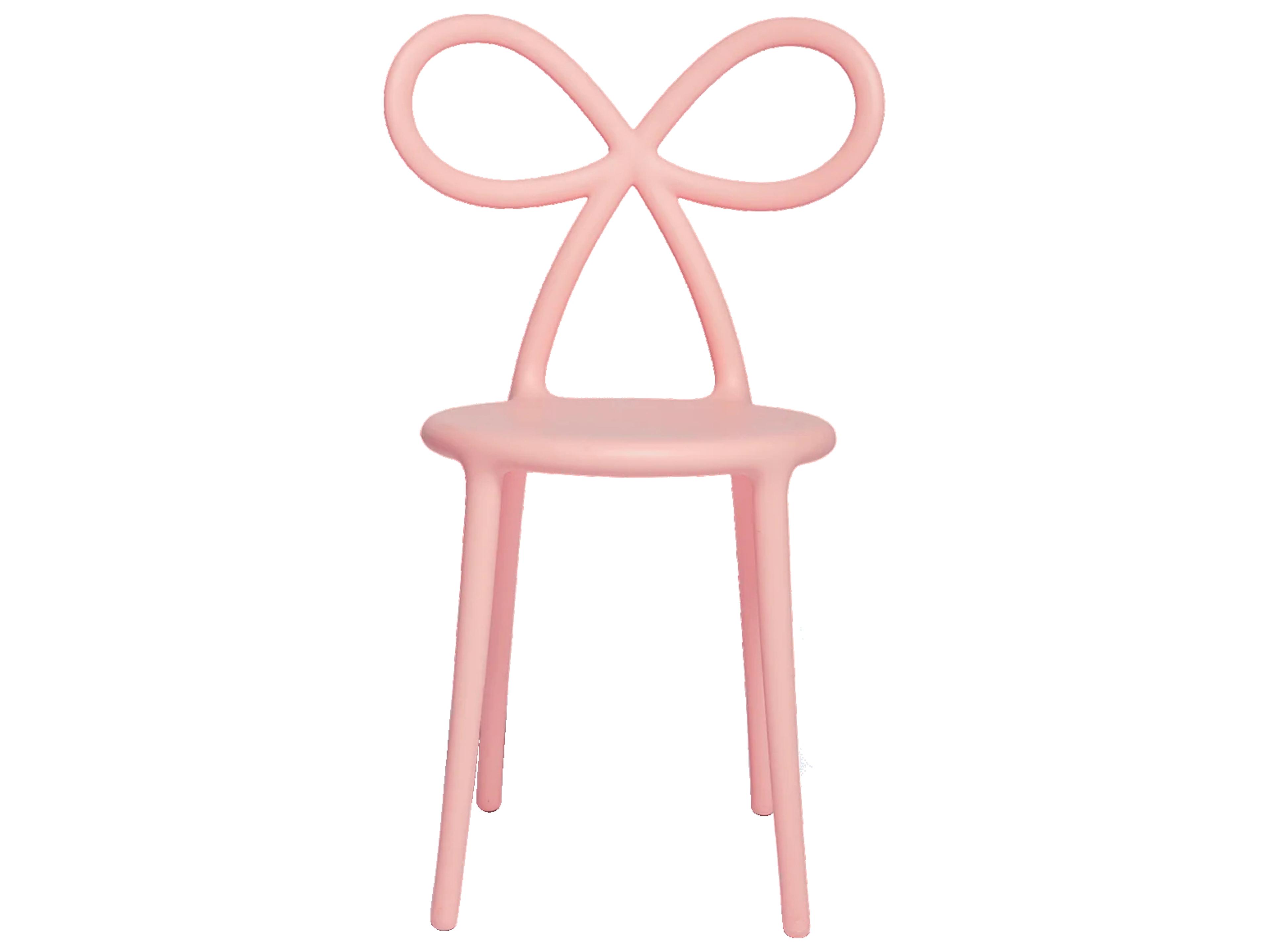 Qeeboo Ribbon Baby Pink Armless Dining Chair